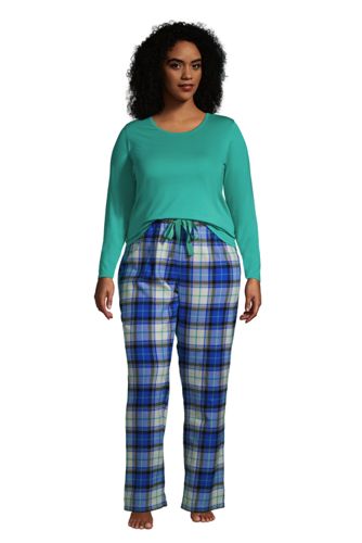 Flanell Pyjama-Set mit gemusterter Hose in großen Größen, Damen, Größe: 48- günstig online kaufen