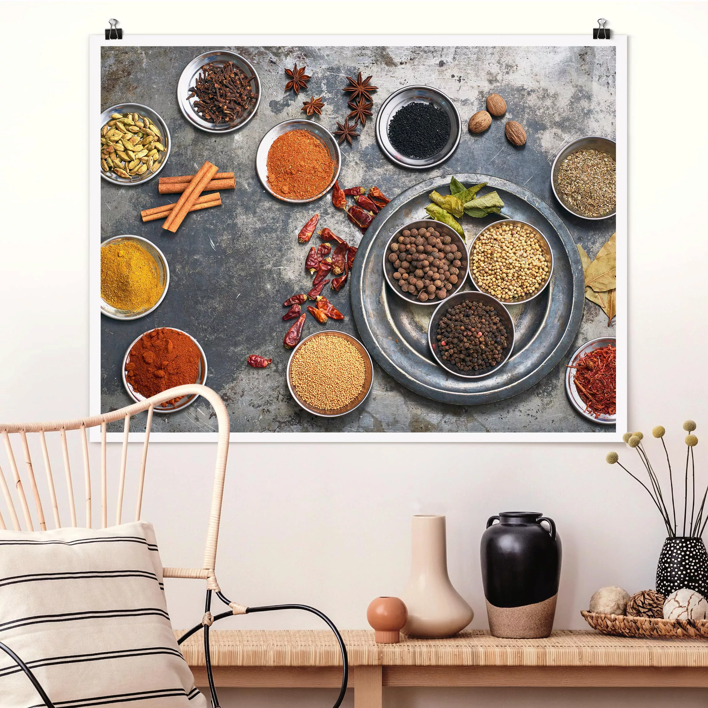 Poster Küche - Querformat Shabby Gewürzplatte günstig online kaufen