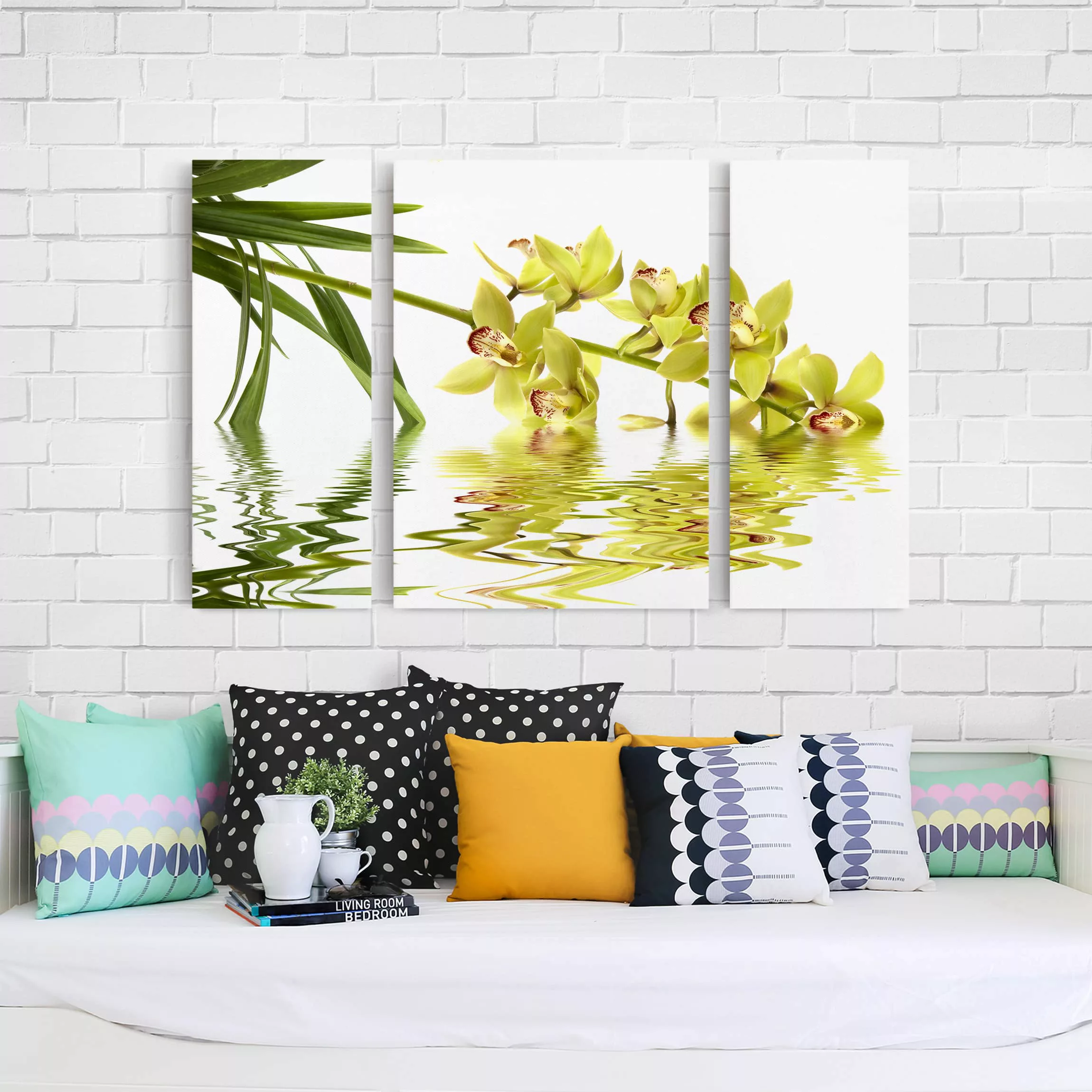 3-teiliges Leinwandbild Blumen - Querformat Elegant Orchid Waters günstig online kaufen