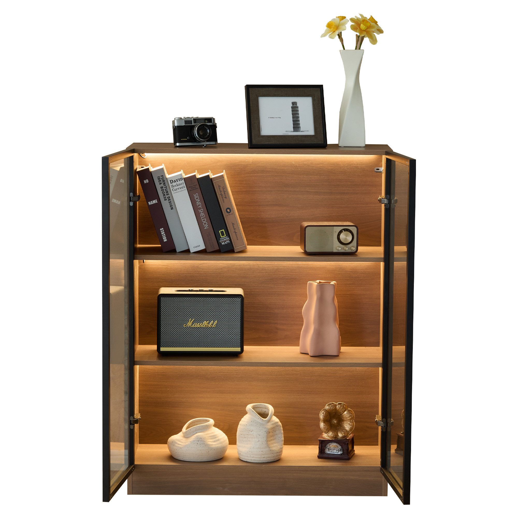 MODFU Vitrine Glasvitrine mit Beleuchtung aus günstig online kaufen