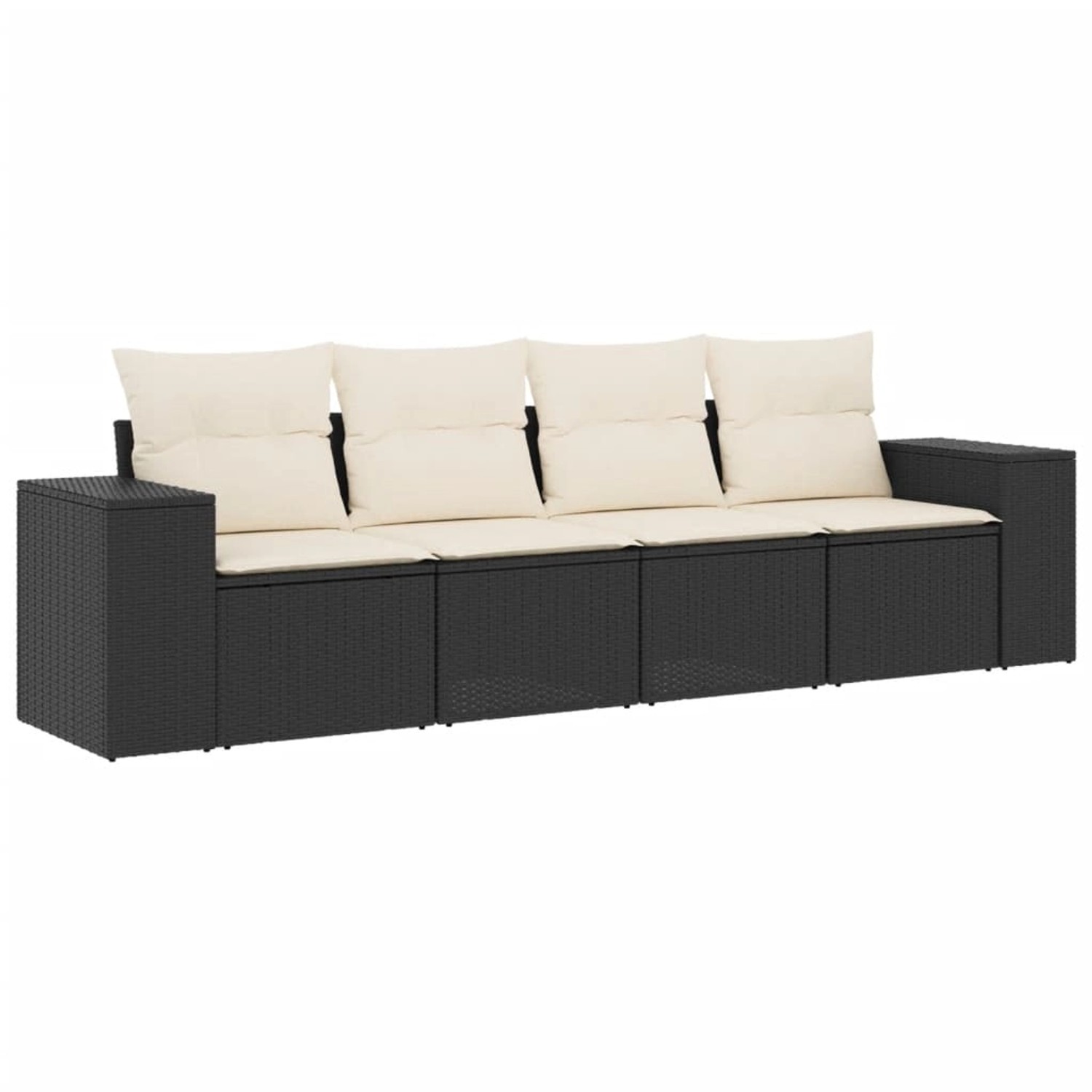 vidaXL 4-Tlg Garten-Sofagarnitur mit Kissen Schwarz Poly Rattan 3254613 günstig online kaufen