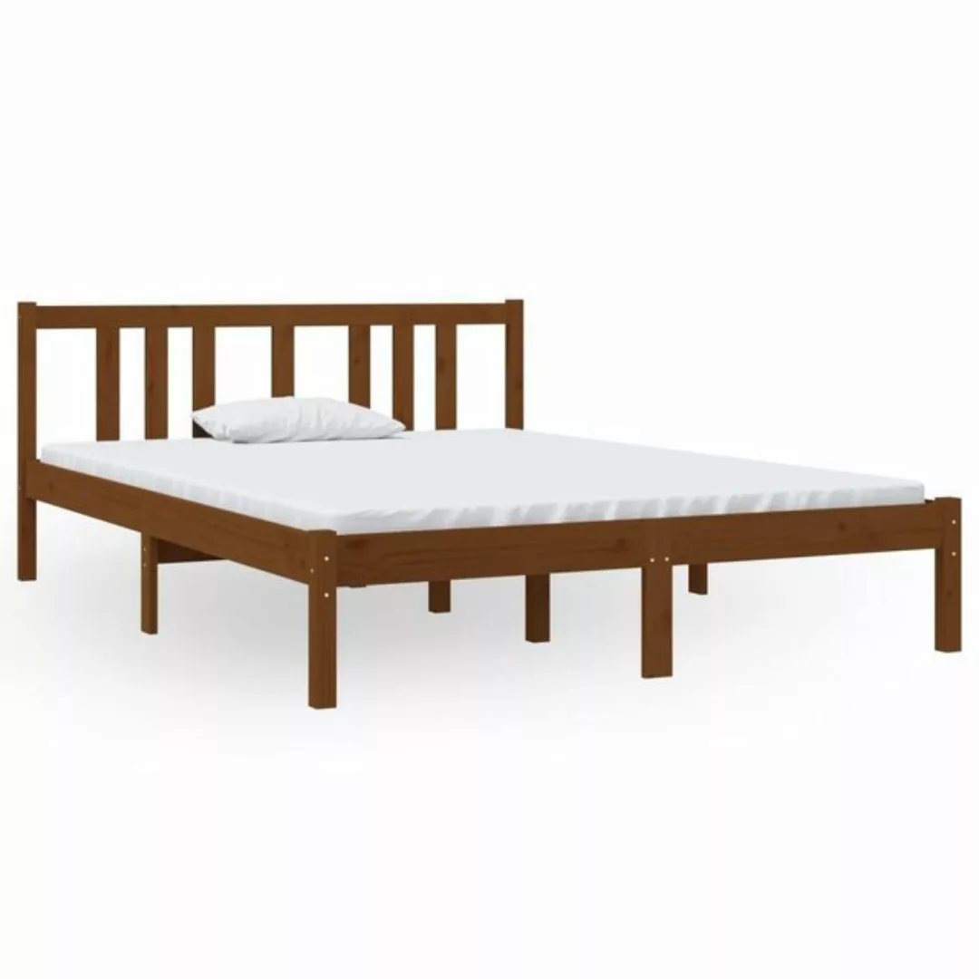 furnicato Bett Massivholzbett Honigbraun 135x190 cm günstig online kaufen