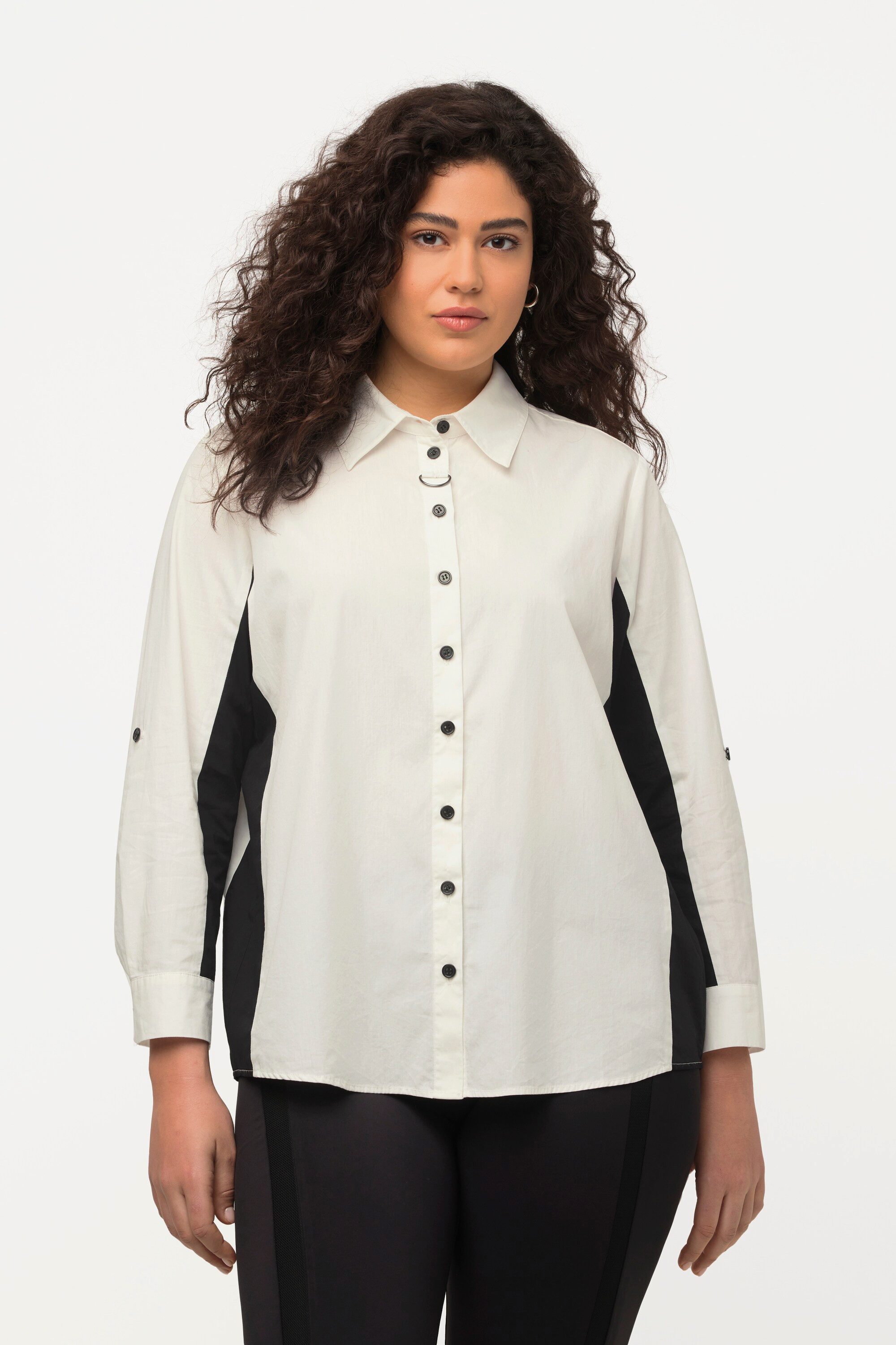 Ulla Popken Hemdbluse Hemdbluse farbige Einsätze günstig online kaufen
