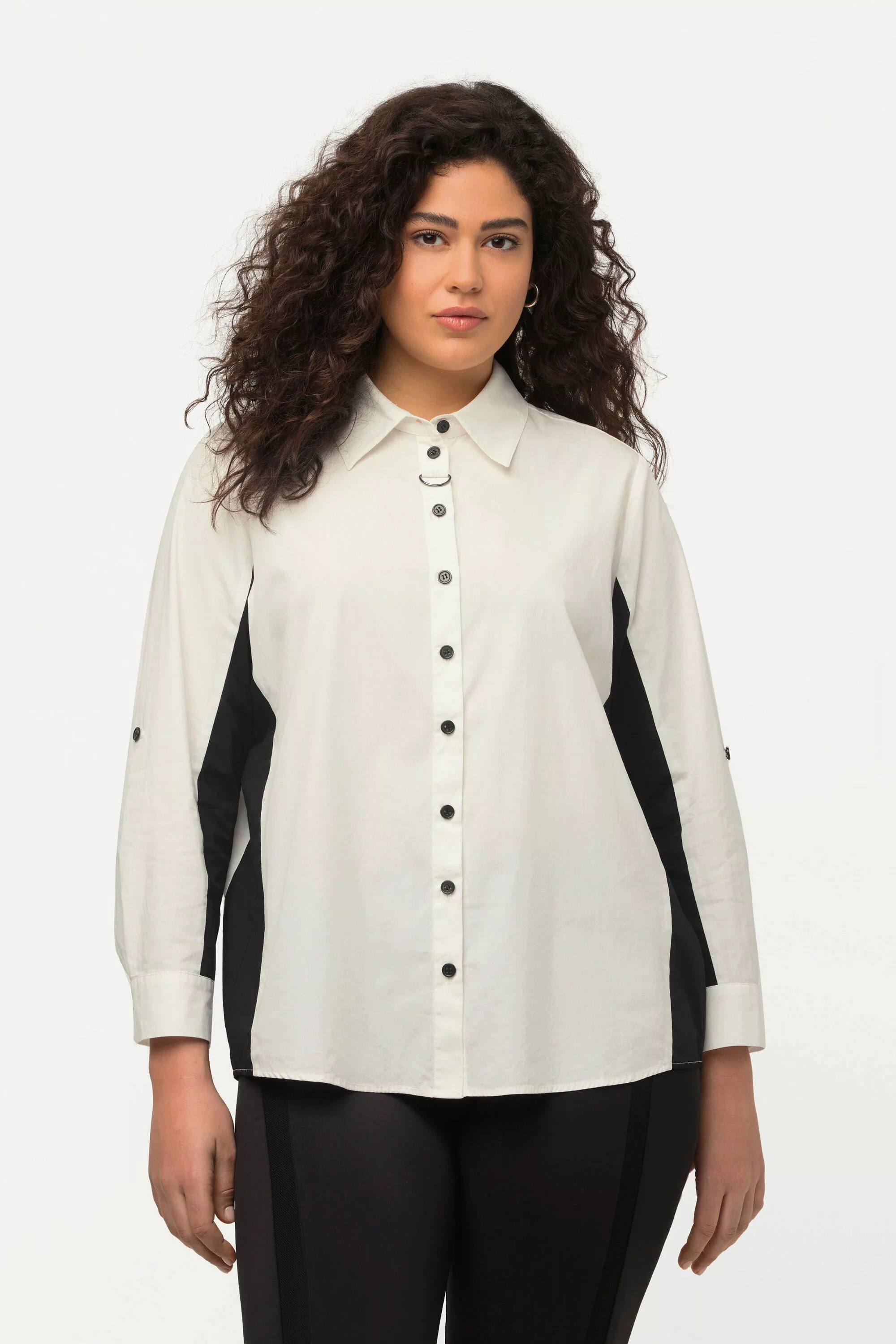 Ulla Popken Hemdbluse Hemdbluse farbige Einsätze günstig online kaufen
