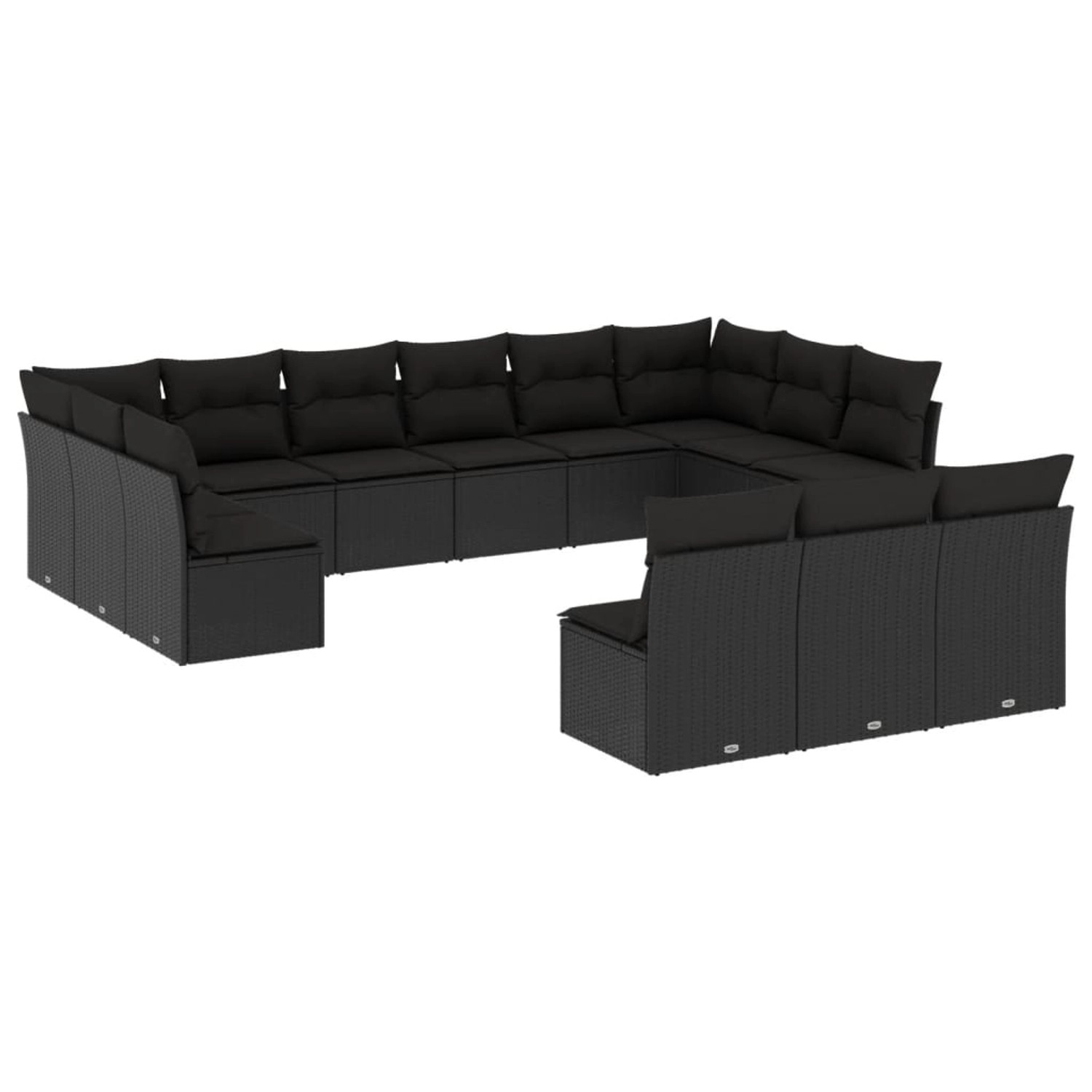 vidaXL 13-tlg Garten-Sofagarnitur mit Kissen Schwarz Poly Rattan Modell 25 günstig online kaufen