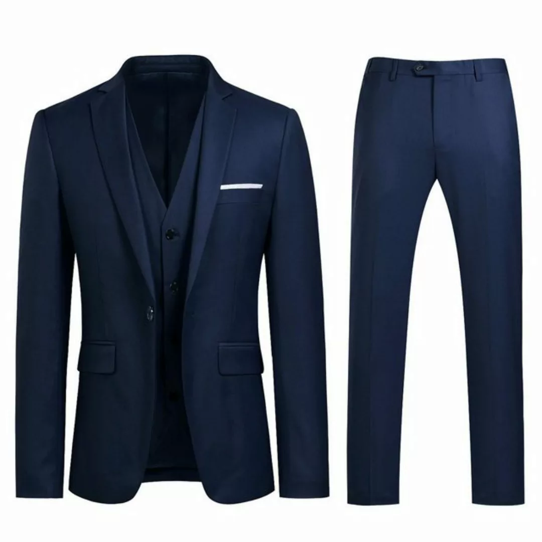 Allthemen Anzug (3 tlg, Sakko & Weste & Hose) Herren modischer Anzug Slim F günstig online kaufen