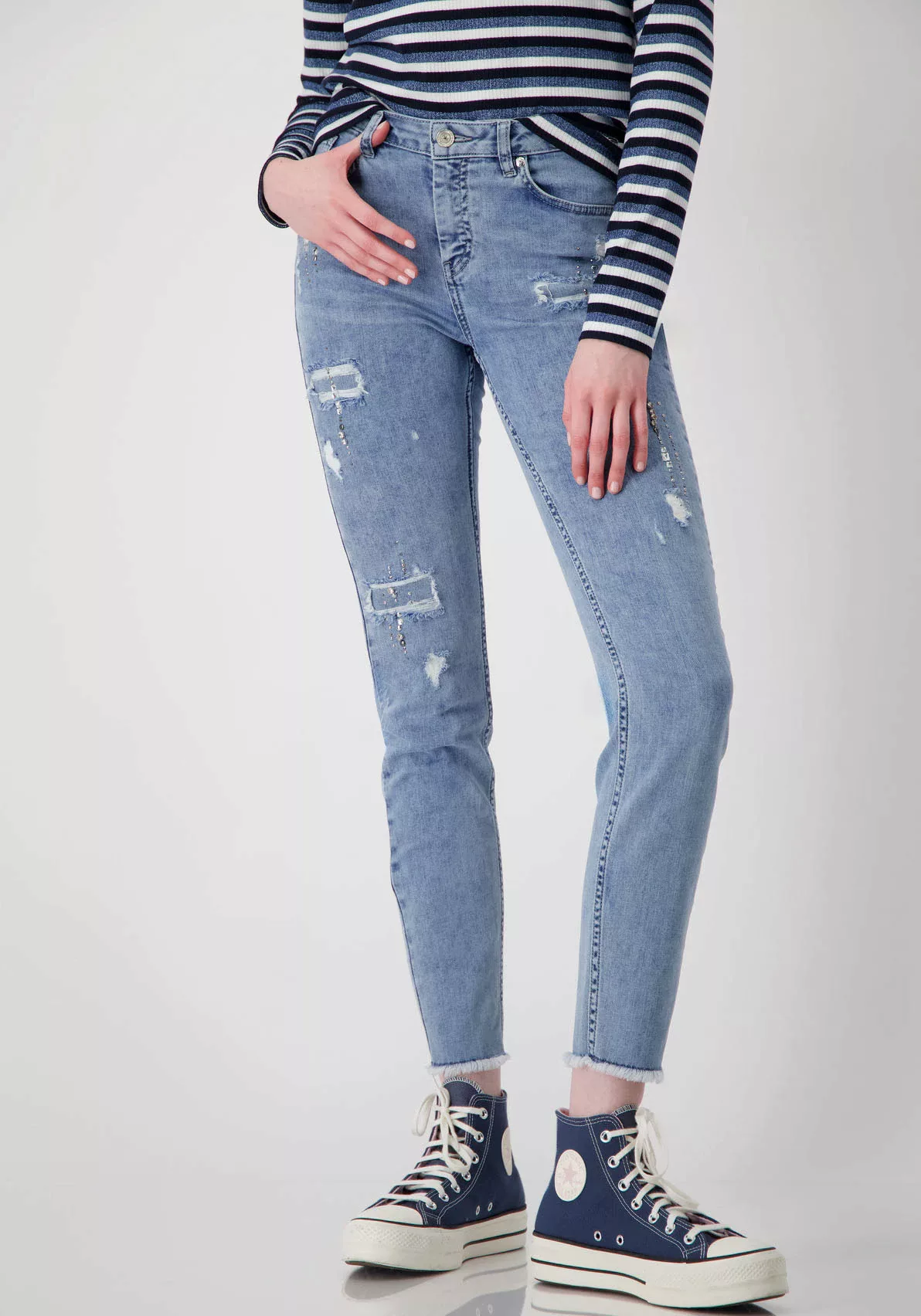 Monari Röhrenjeans mit Destroyed-Effekten günstig online kaufen