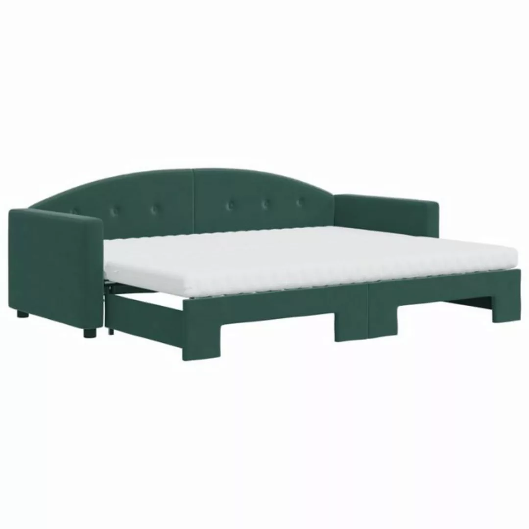 vidaXL Bett Tagesbett Ausziehbar mit Matratzen Dunkelgrün 80x200 cm Samt günstig online kaufen