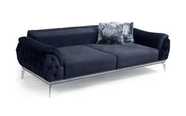 Xlmoebel Sofa Modernes 3-Sitzer Stoffsofa mit schwarzem Chesterfield-Design günstig online kaufen