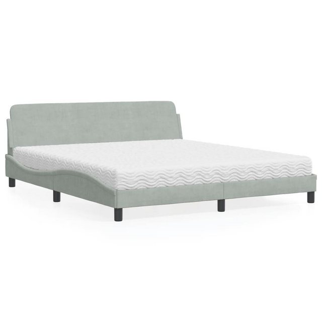 vidaXL Bett Bett mit Matratze Hellgrau 180x200 cm Samt günstig online kaufen
