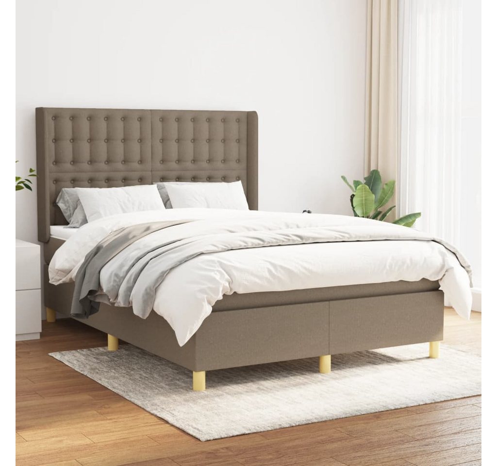 vidaXL Boxspringbett Boxspringbett mit Matratze Taupe 140x200 cm Stoff Bett günstig online kaufen