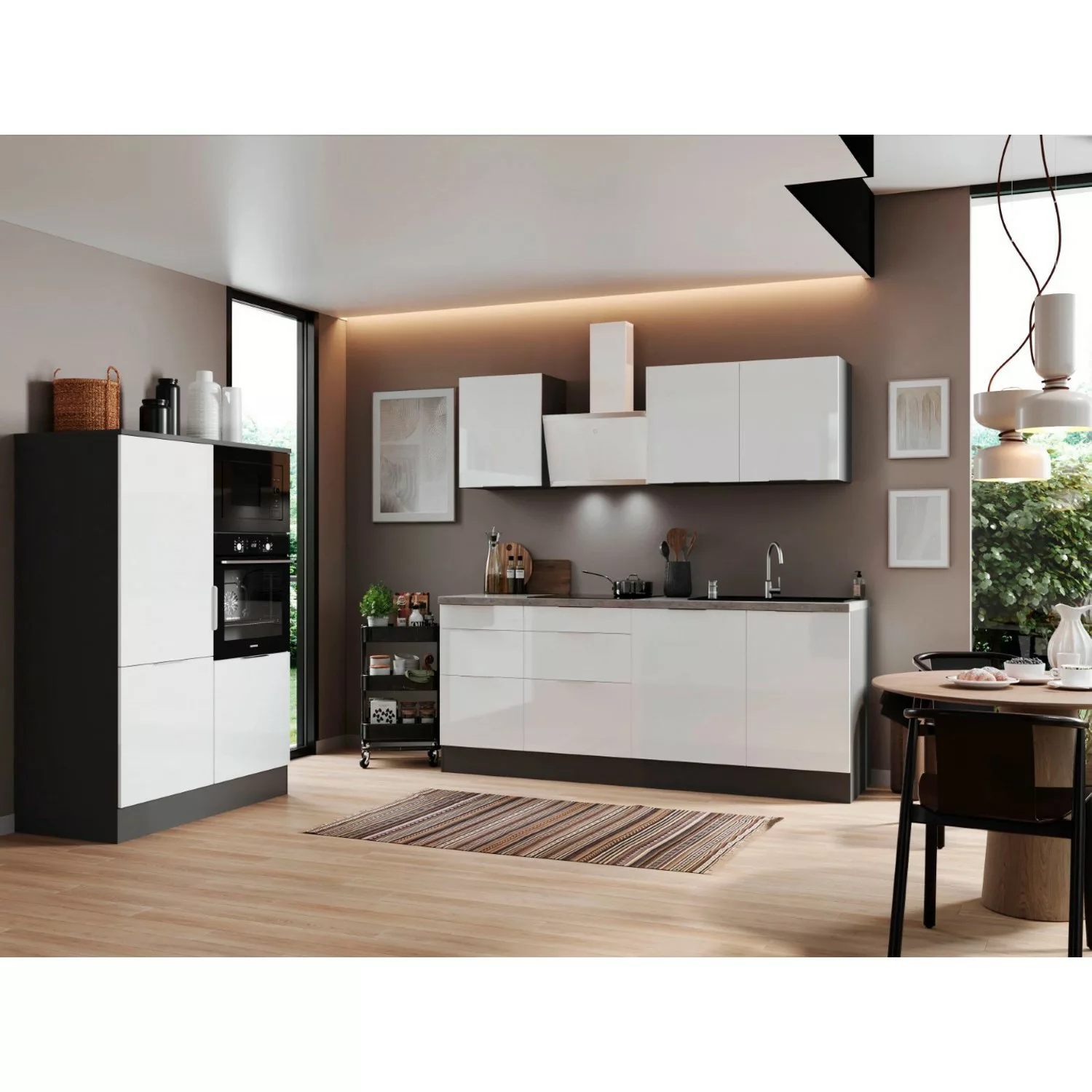 Respekta Selection Küchenzeile Elisabeth RS340HGWH 340 cm Weiß-Grau günstig online kaufen