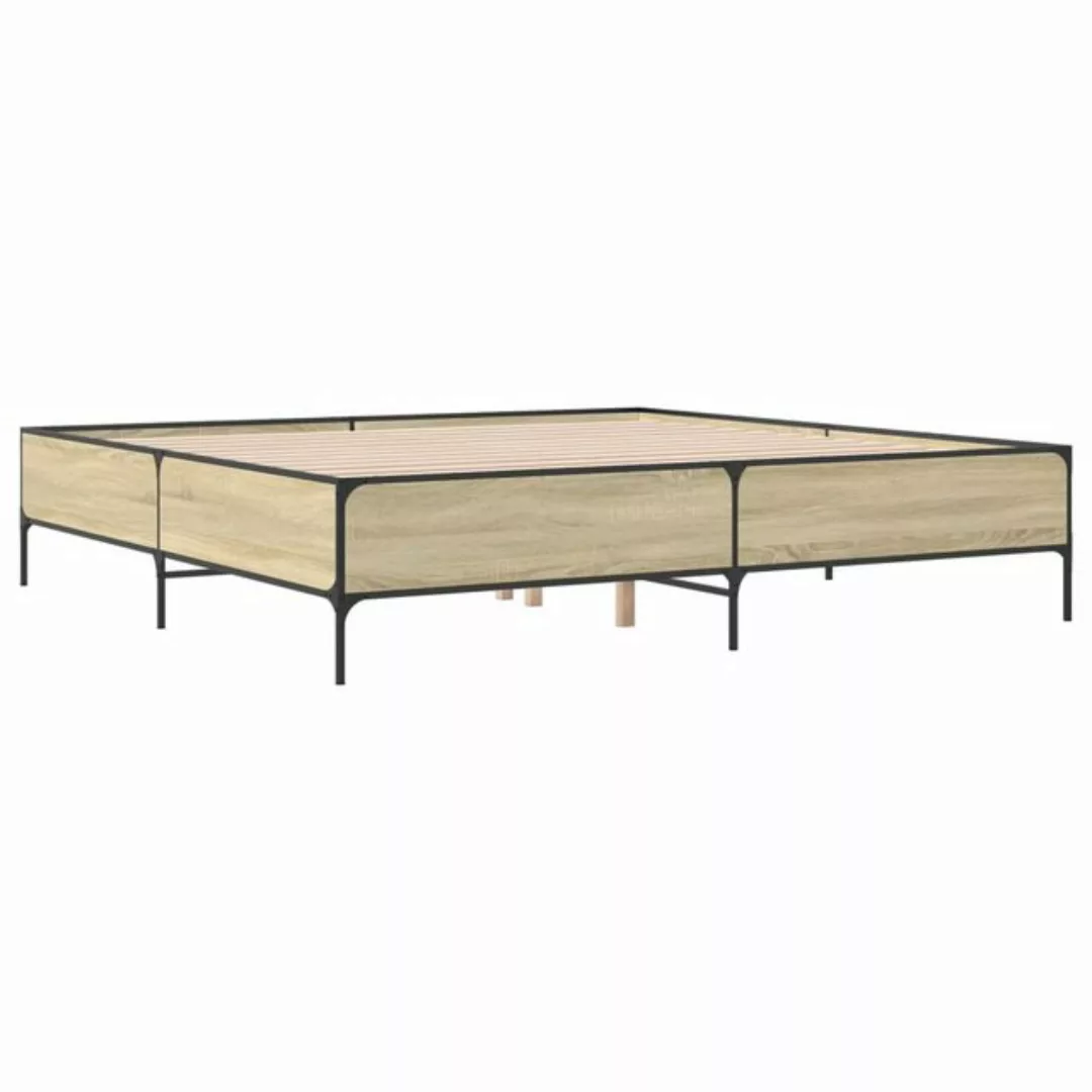 vidaXL Bett Bettgestell Sonoma-Eiche 180x200 cm Holzwerkstoff und Metall günstig online kaufen