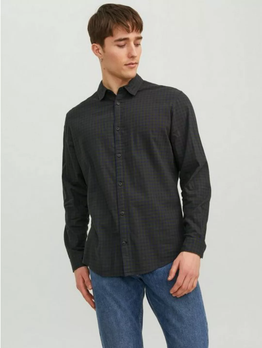 Jack & Jones Langarmhemd Hemd Slim Fit JJEGINGHAM 5977 in Grün-2 günstig online kaufen