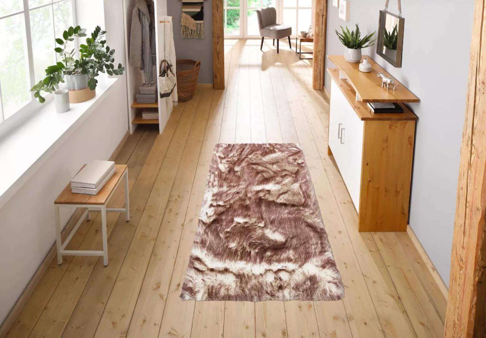 my home Hochflor-Läufer »Sammo«, rechteckig, 60 mm Höhe, Kunstfell, leuchte günstig online kaufen