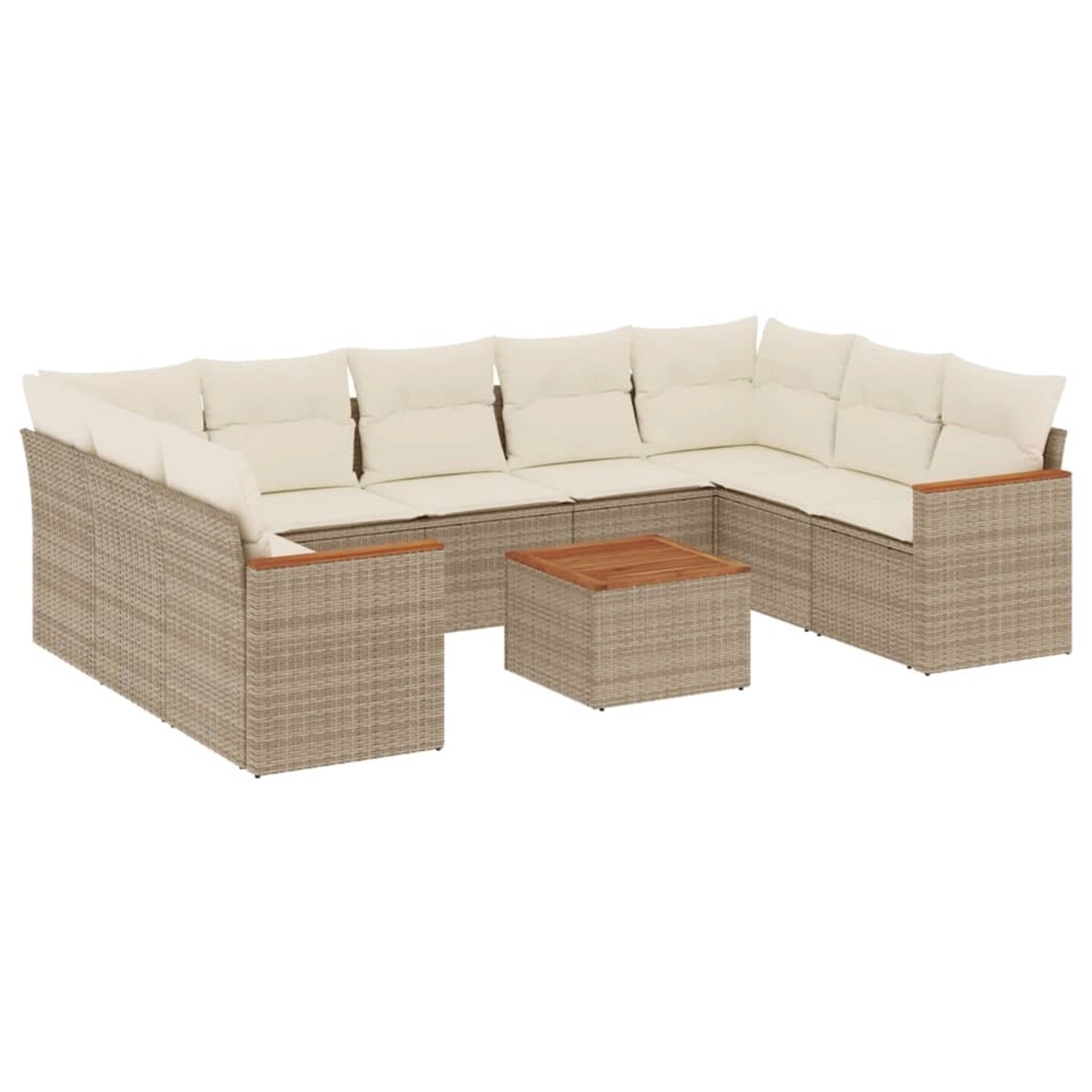 vidaXL 10-Tlg Garten-Sofagarnitur mit Kissen Beige Poly Rattan 3226282 günstig online kaufen