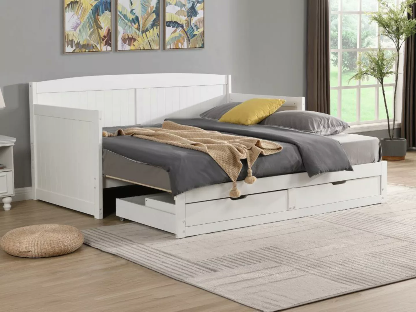 Ausziehbett - 90 x 190 oder 180 x 190 cm - Mit ausziehbarem Lattenrost & Sc günstig online kaufen