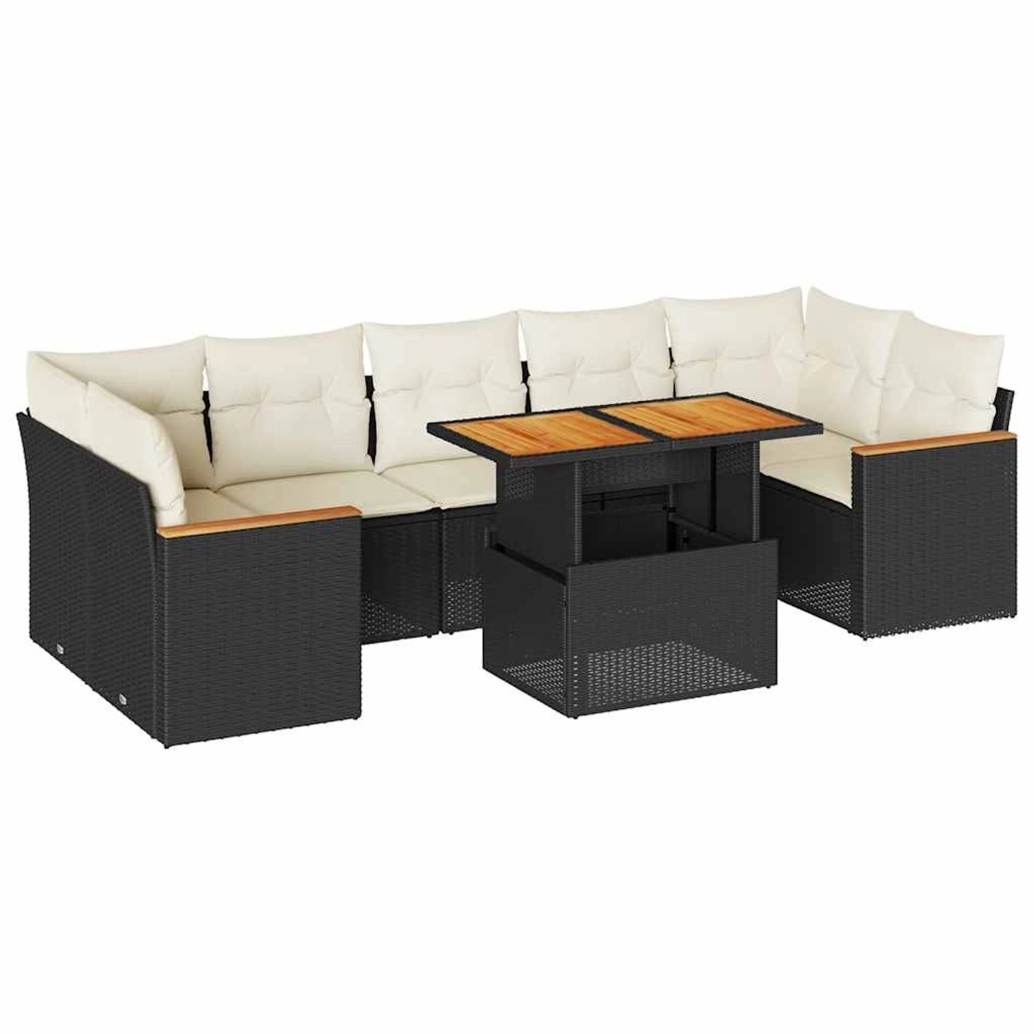 vidaXL 8-Tlg Garten-Sofagarnitur mit Kissen Schwarz Poly Rattan 3327458 günstig online kaufen
