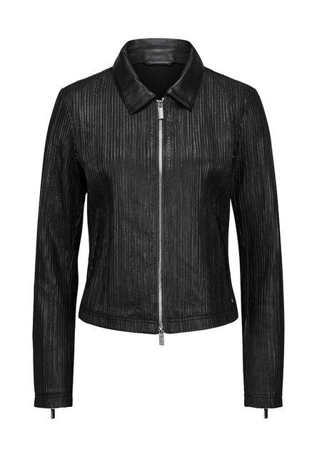 Milestone Lederjacke MSInari Kurze Kleiderjacke mit Lederstreifen Raw Edge günstig online kaufen