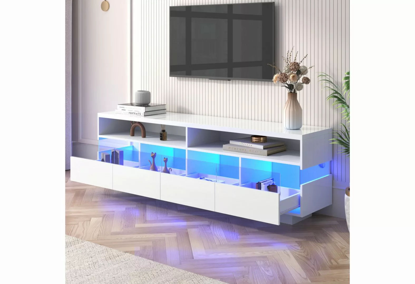 Ulife TV-Schrank Hochglanz-TV-Schranktisch, lowboard mit LED-Beleuchtung zw günstig online kaufen