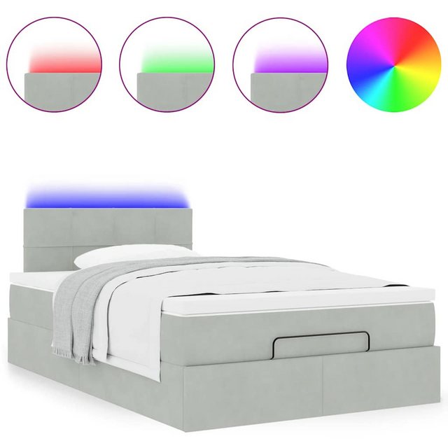 vidaXL Bett Ottoman-Bett mit Matratze & LEDs Hellgrau 120x190 cm Samt günstig online kaufen