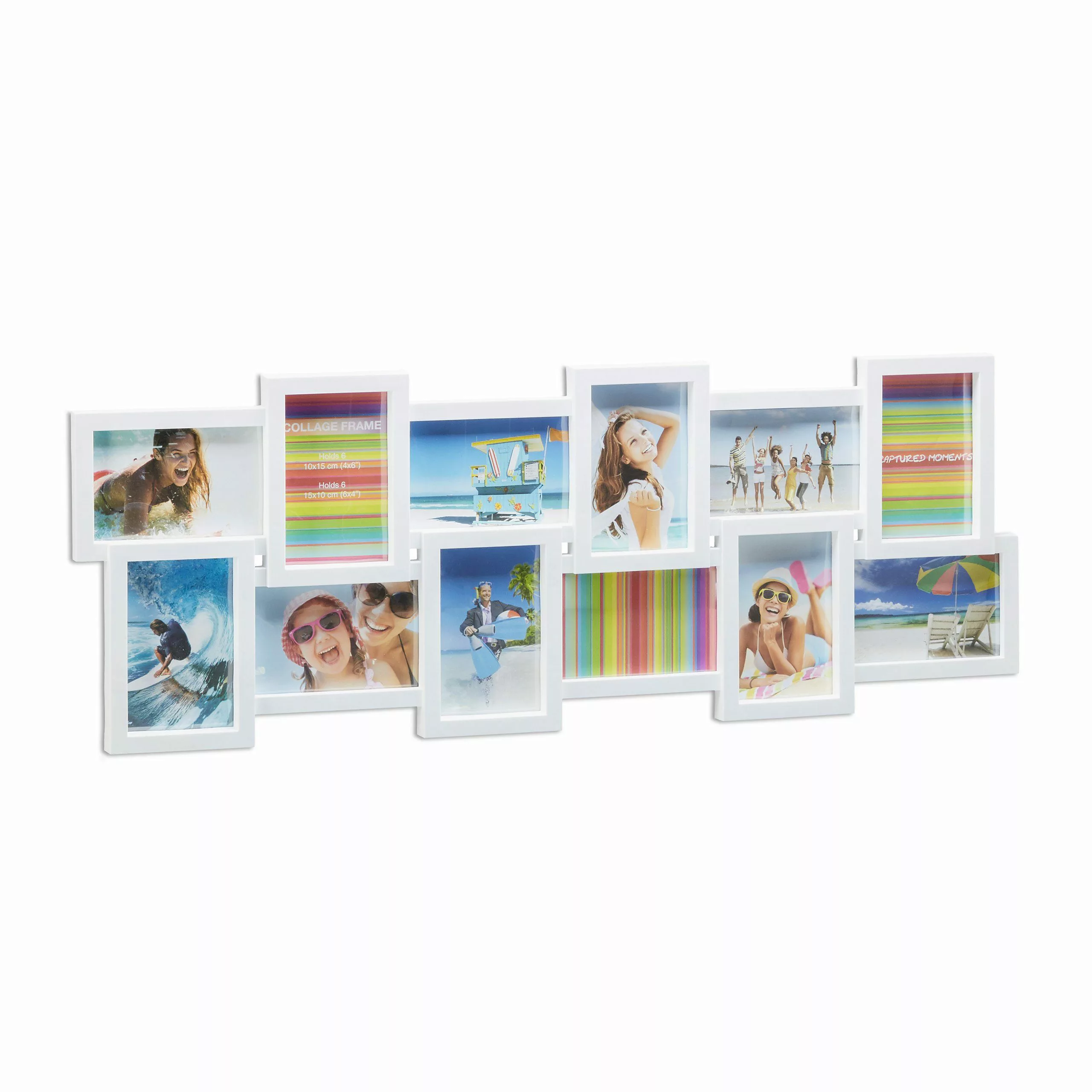 relaxdays Staffelbilderrahmen Bilderrahmen Collage 12 Fotos, günstig online kaufen