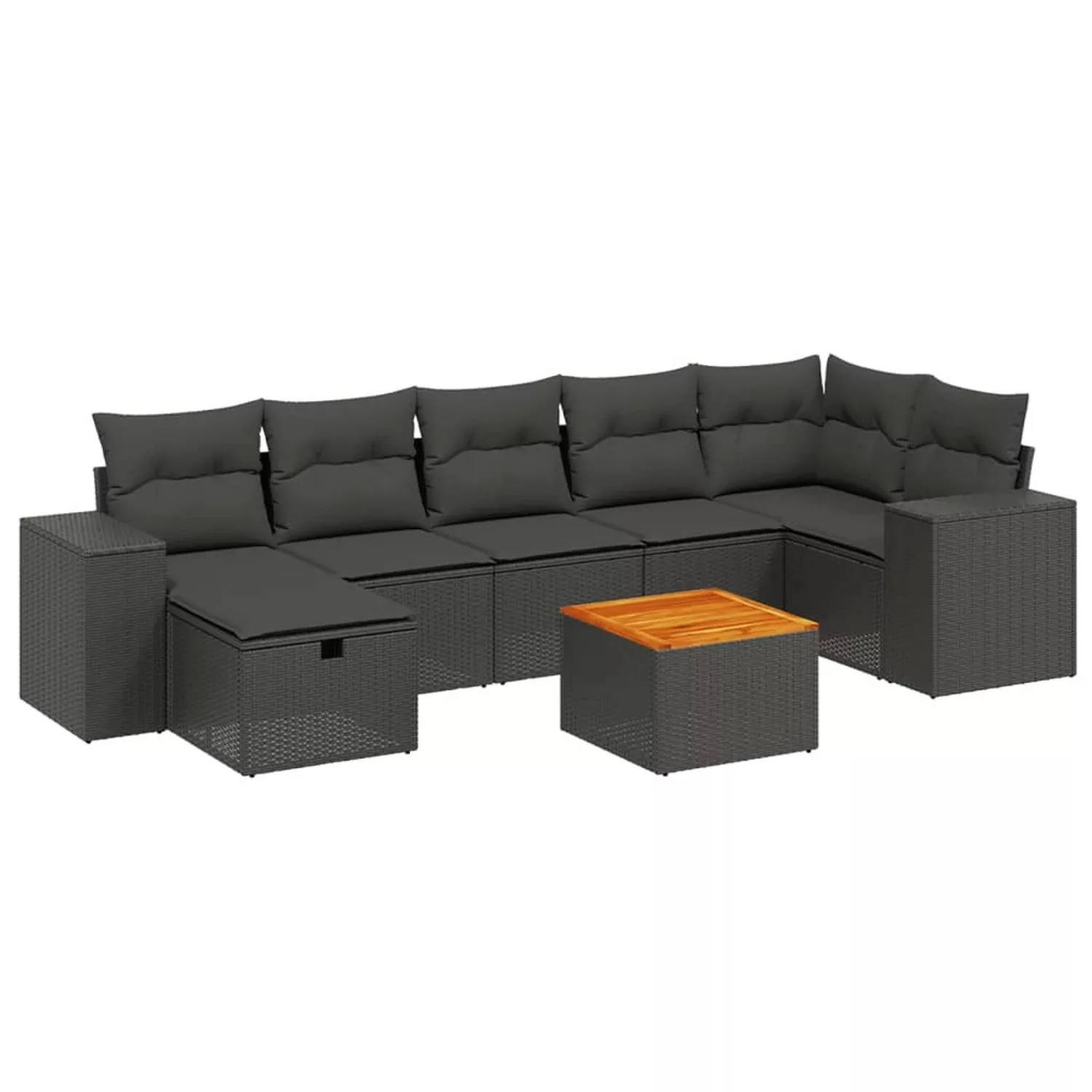 vidaXL 8-tlg Garten-Sofagarnitur mit Kissen Schwarz Poly Rattan Modell 114 günstig online kaufen