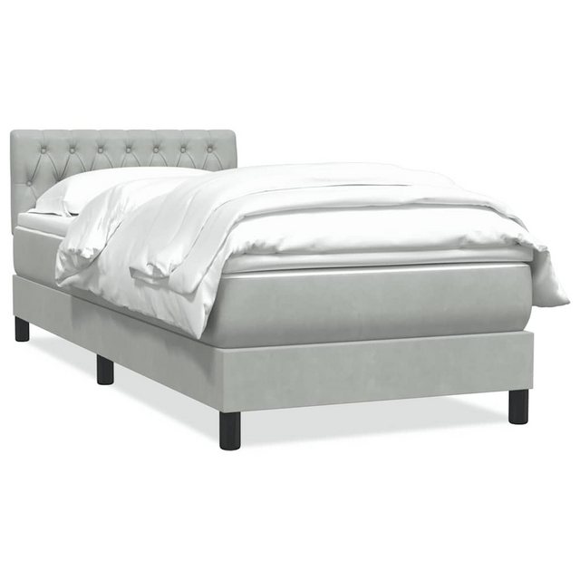 vidaXL Boxspringbett, Boxspringbett mit Matratze Hellgrau 100x220 cm Samt günstig online kaufen