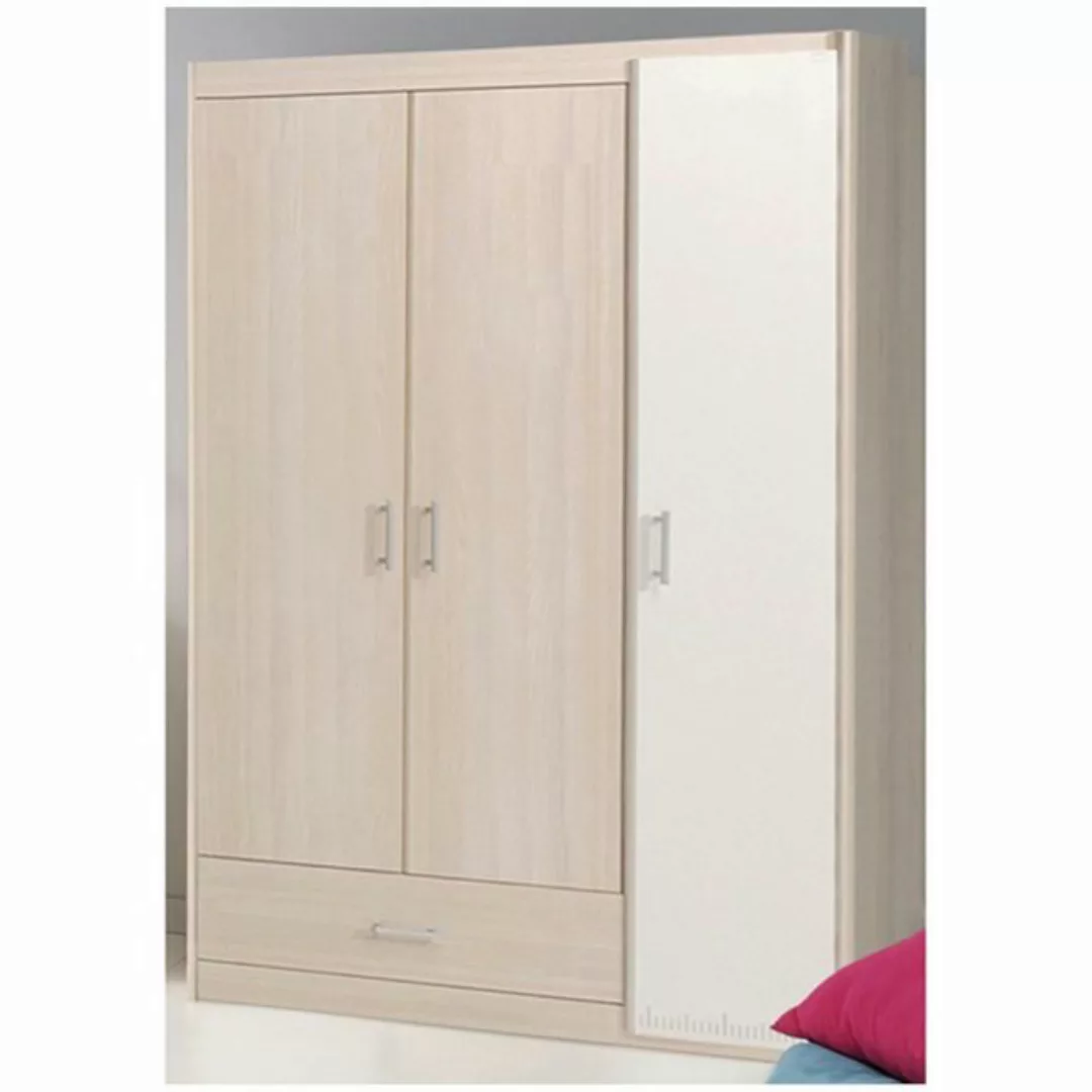 Kindermöbel 24 Kinderkleiderschrank Charly Parisot akazie beige - weiß 3 Tü günstig online kaufen