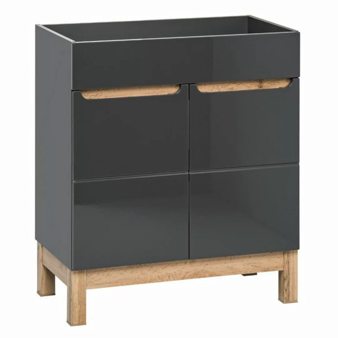 Waschtischunterschrank 60 cm SOLNA-56 inkl. Standfüßen, Hochglanz grau, B x günstig online kaufen