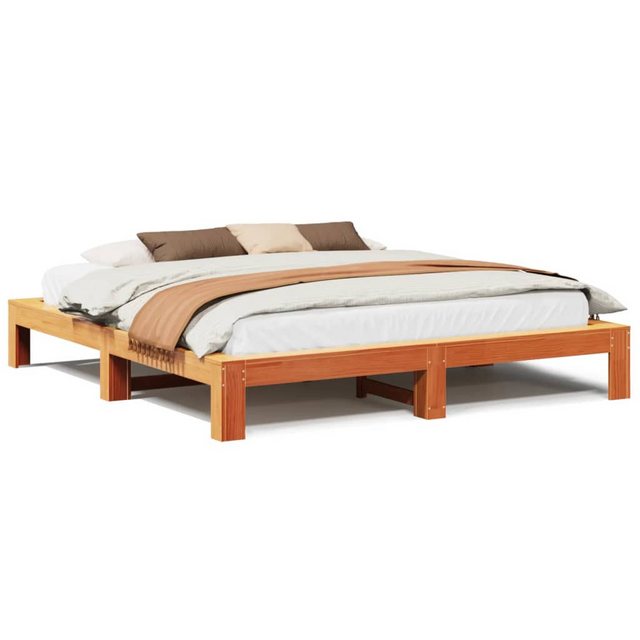 vidaXL Bett, Massivholzbett ohne Matratze Wachsbraun 180x200 Kiefernholz günstig online kaufen