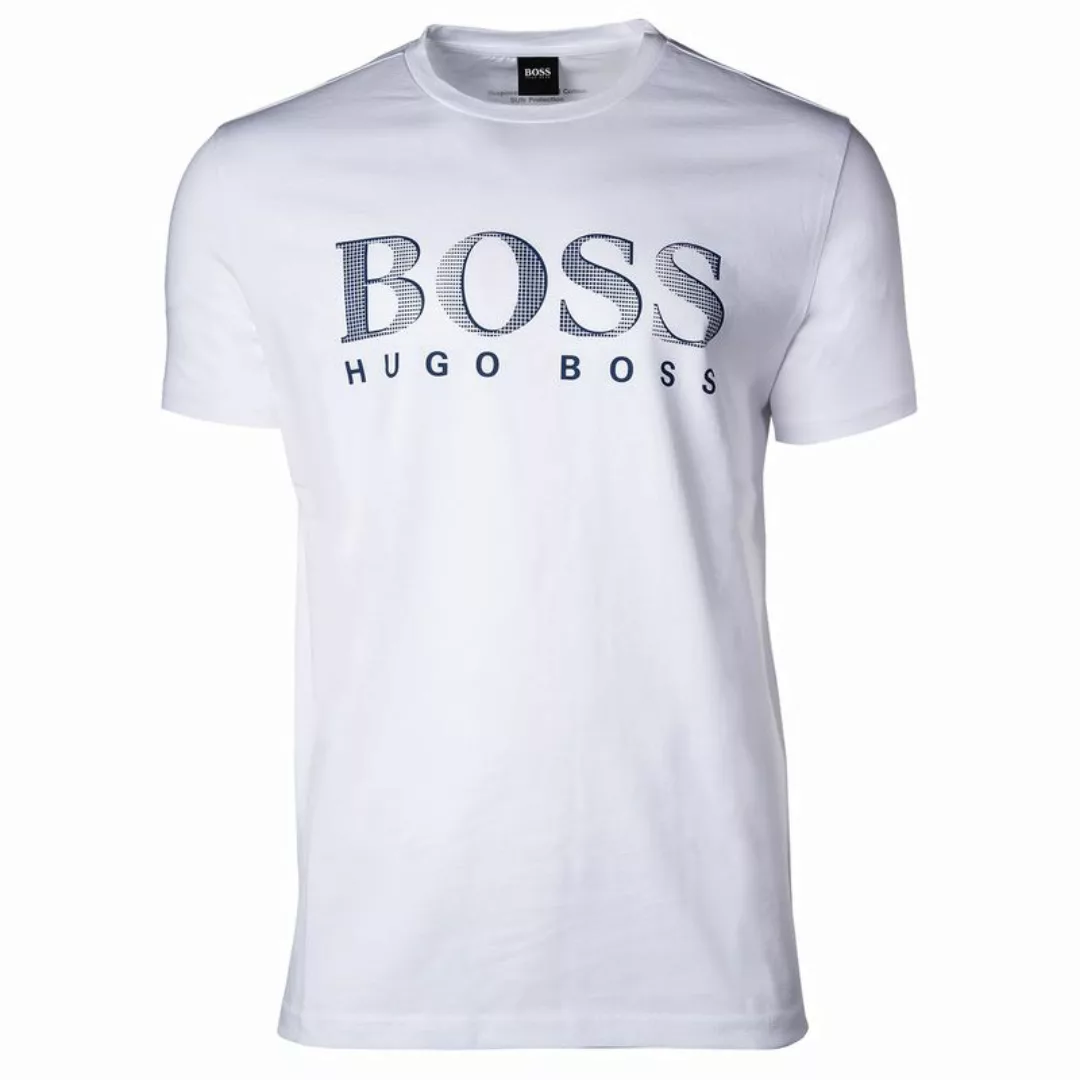 HUGO BOSS Herren T-Shirt kurzarm - T-Shirt RN, Rundhals, großer Logodruck, günstig online kaufen