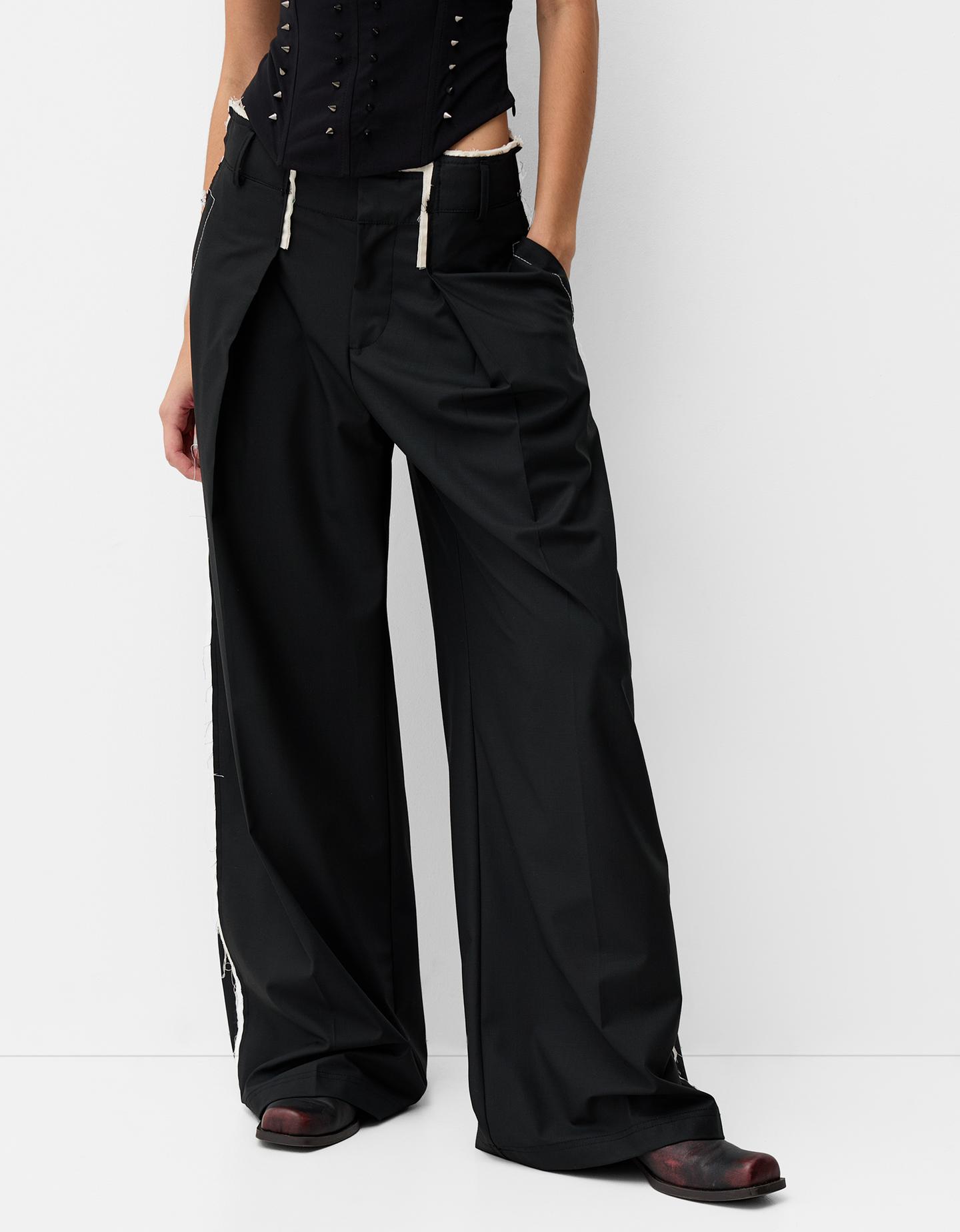 Bershka Wide-Leg-Hose Generation Bershka Damen 42 Schwarz günstig online kaufen