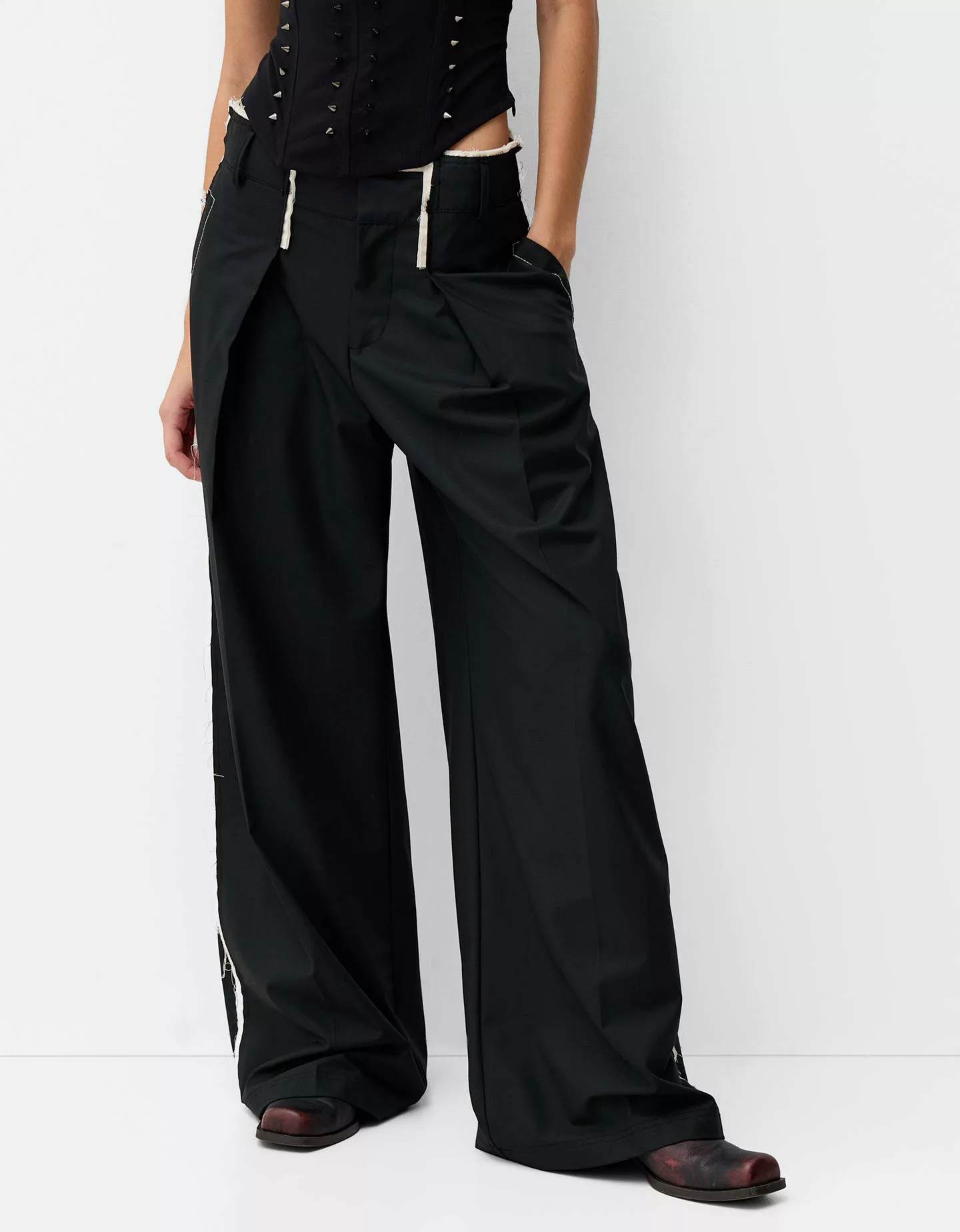 Bershka Wide-Leg-Hose Generation Bershka Damen 36 Schwarz günstig online kaufen