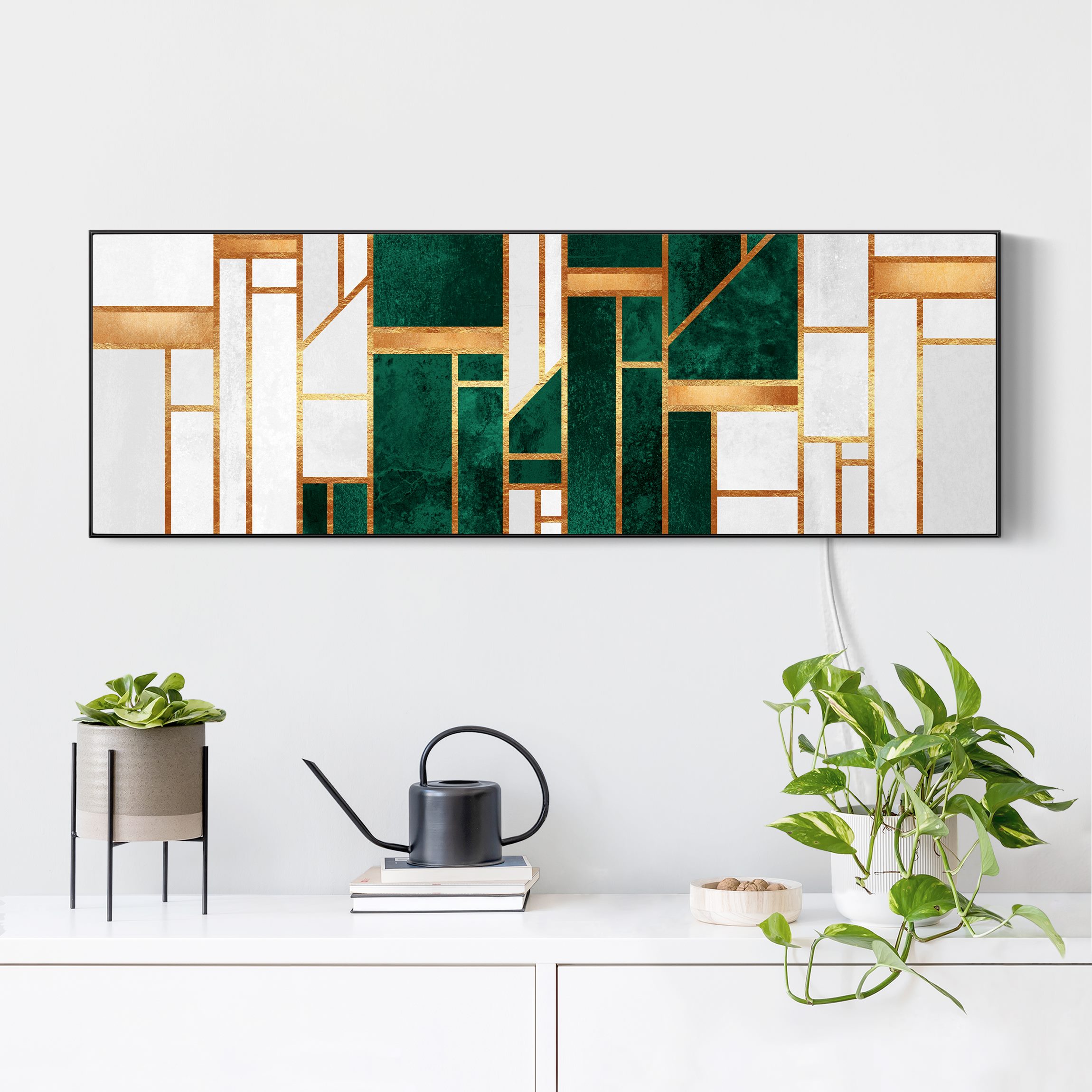 LED-Wechselbild Emerald und Gold Geometrie günstig online kaufen