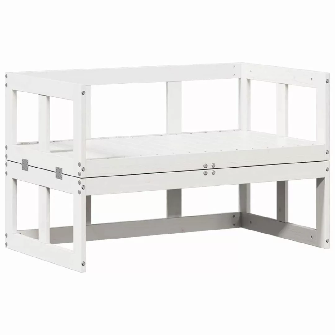 vidaXL Gartenbank 2-in-1 Gartensofa Verlängerbar Weiß günstig online kaufen