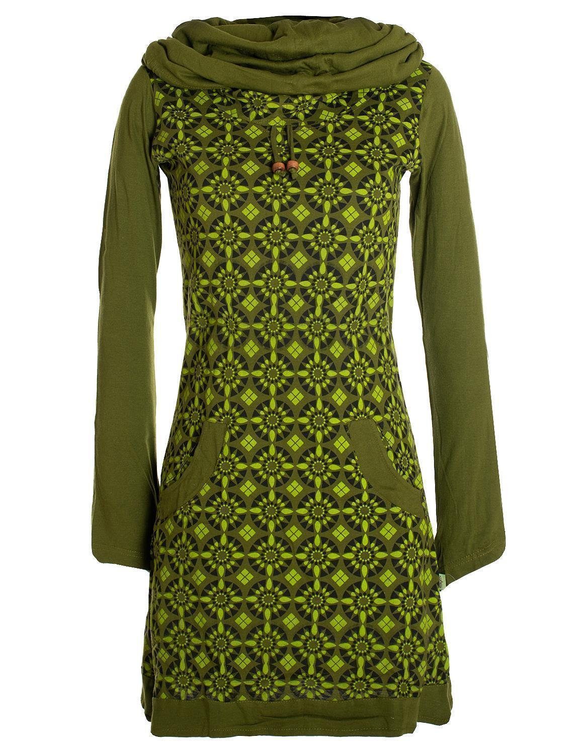 Vishes Jerseykleid Langarm Kleid Schalkragen Bedruckt günstig online kaufen