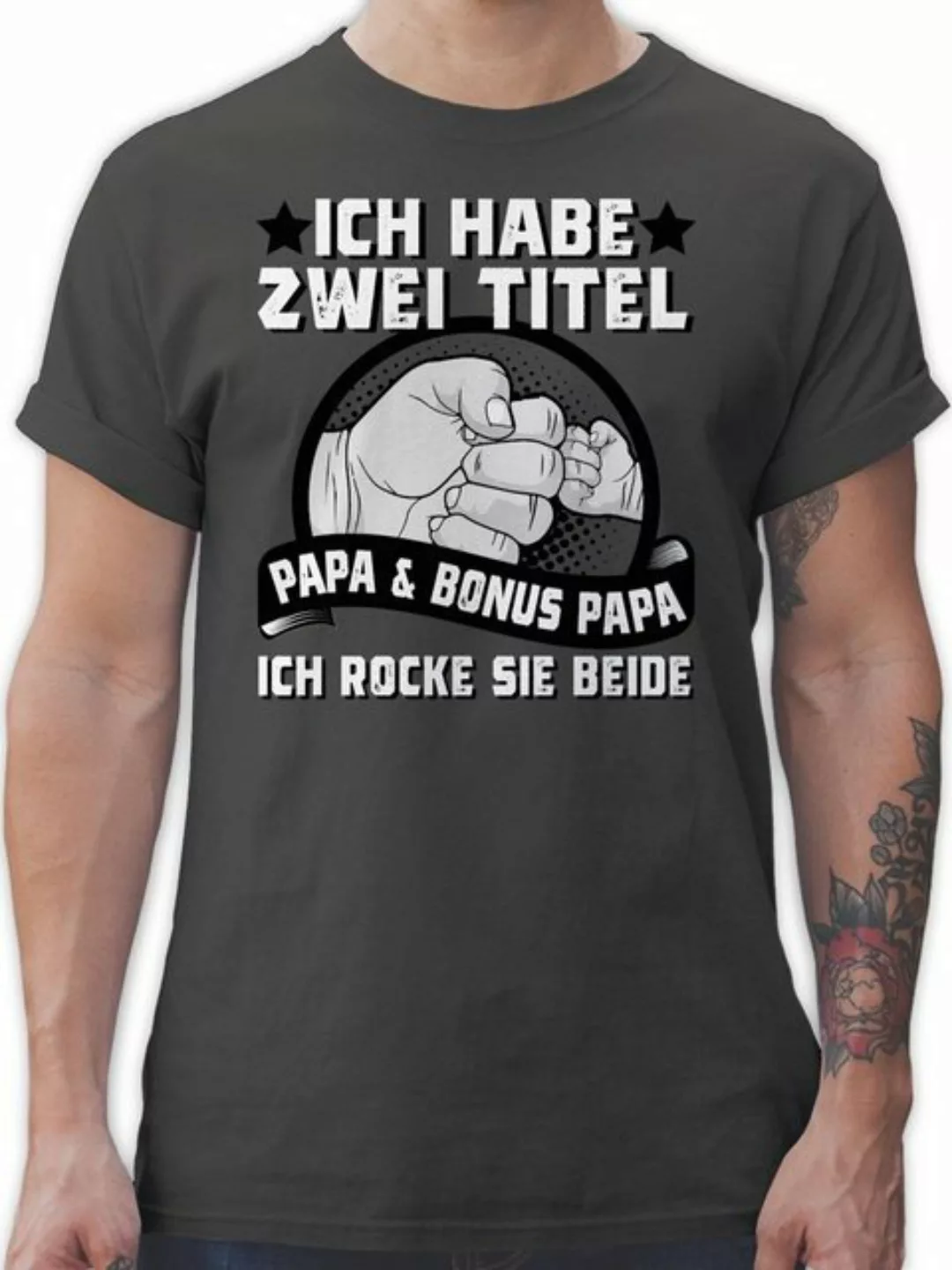 Shirtracer T-Shirt Ich habe zwei Titel - Papa und Bonus Papa I Stiefvater V günstig online kaufen