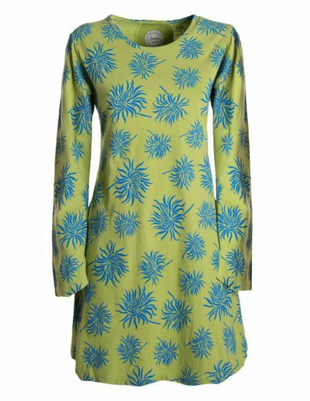 Vishes Tunikakleid Langarm Damen Blumen-Tunika Shirt-Kleid Glockenärmel Bau günstig online kaufen