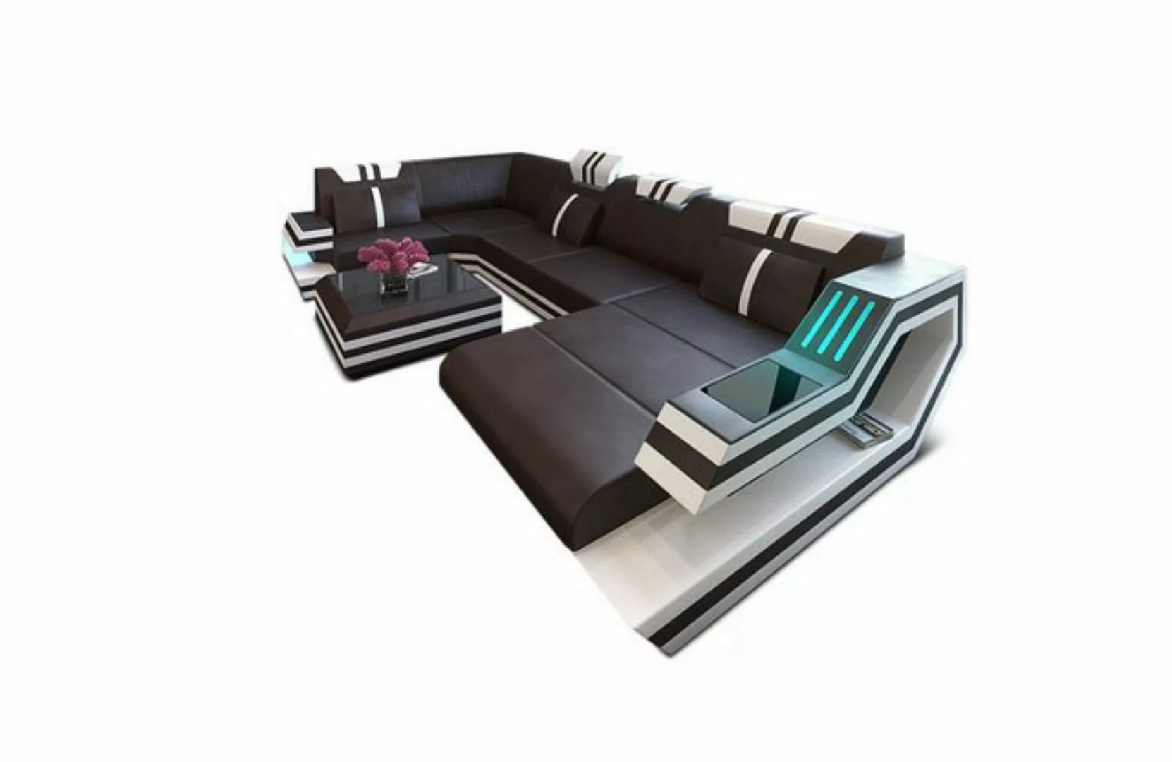 Sofa Dreams Wohnlandschaft Leder Sofa Ledercouch Ravenna U Form Ledersofa, günstig online kaufen