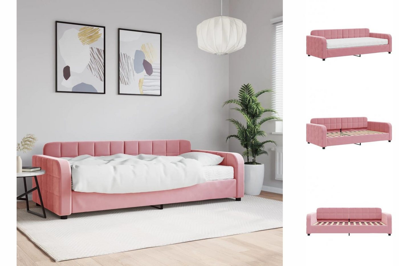 vidaXL Gästebett Gästebett Tagesbett mit Matratze Rosa 90x200 cm Samt Bett günstig online kaufen