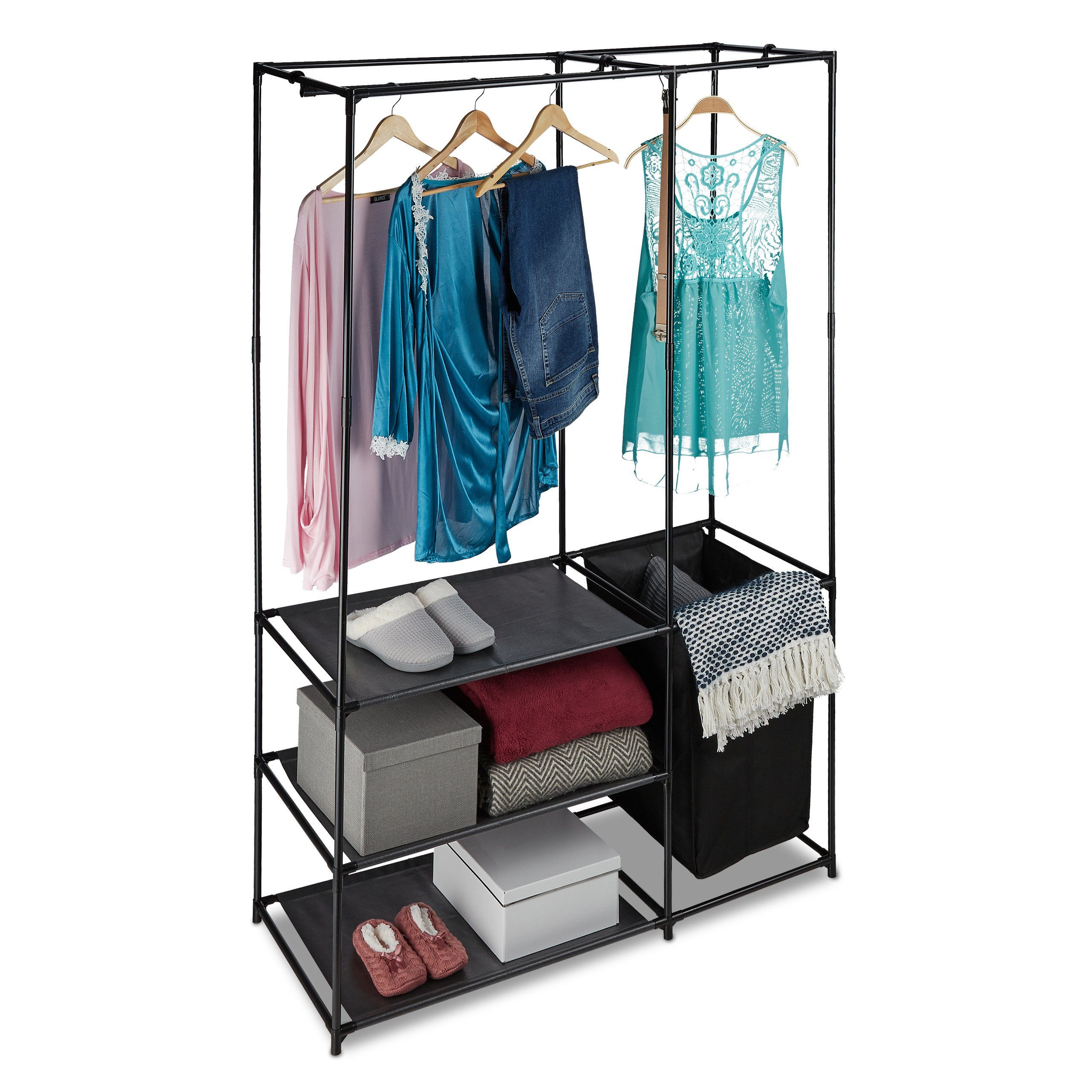 relaxdays Kleiderschrank Offener Kleiderschrank mit Wäschekorb günstig online kaufen