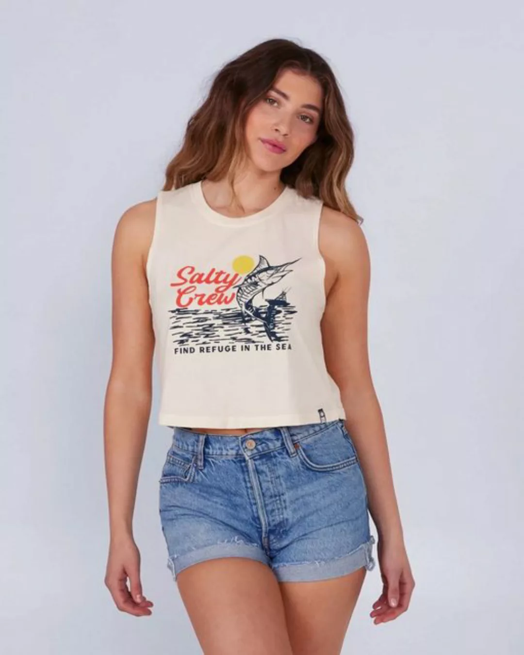 Salty Crew Tanktop Salty Crew Jackpot Cropped Muscle Tan Shirt Bone M günstig online kaufen