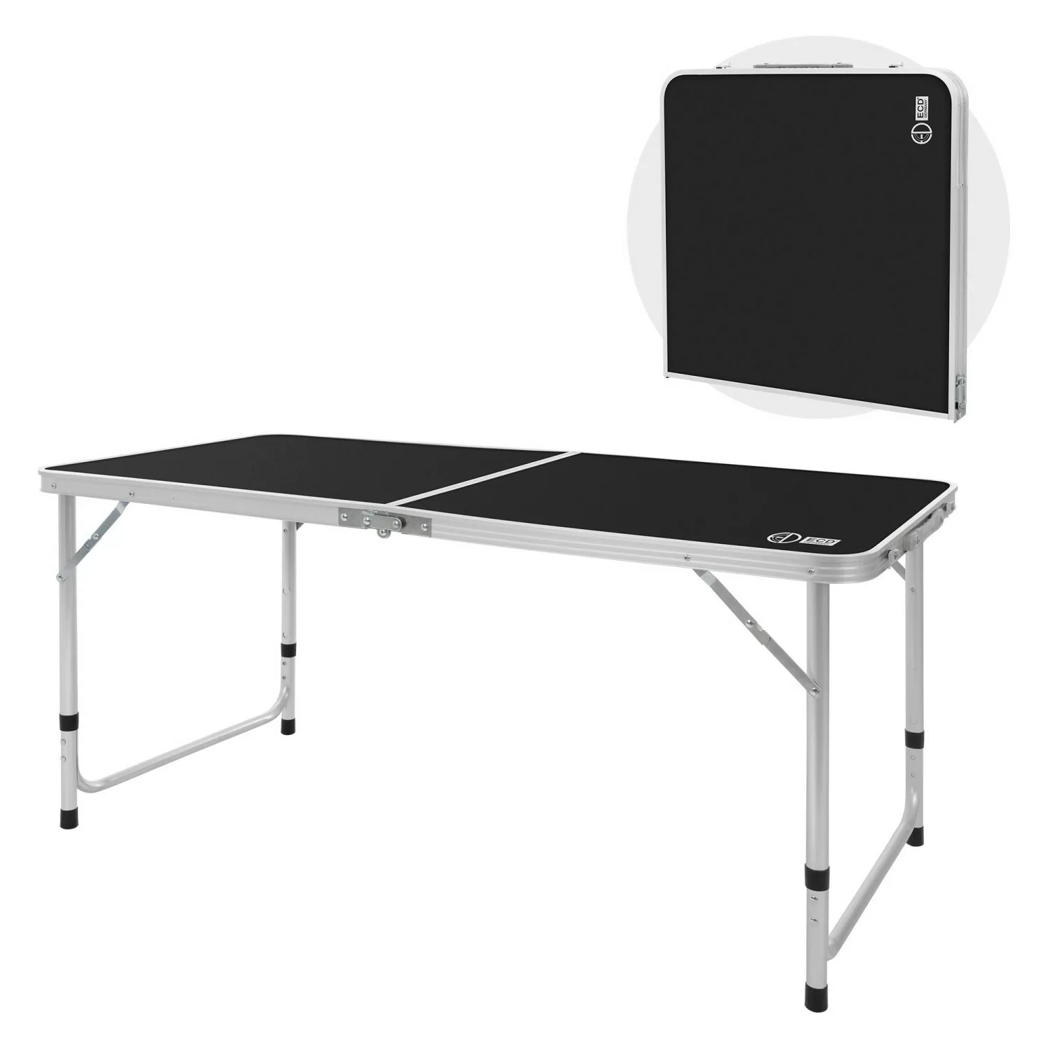 ECD Germany Alu Campingtisch Höhenverstellbar 120x60x54-70 cm Schwarz Klapp günstig online kaufen