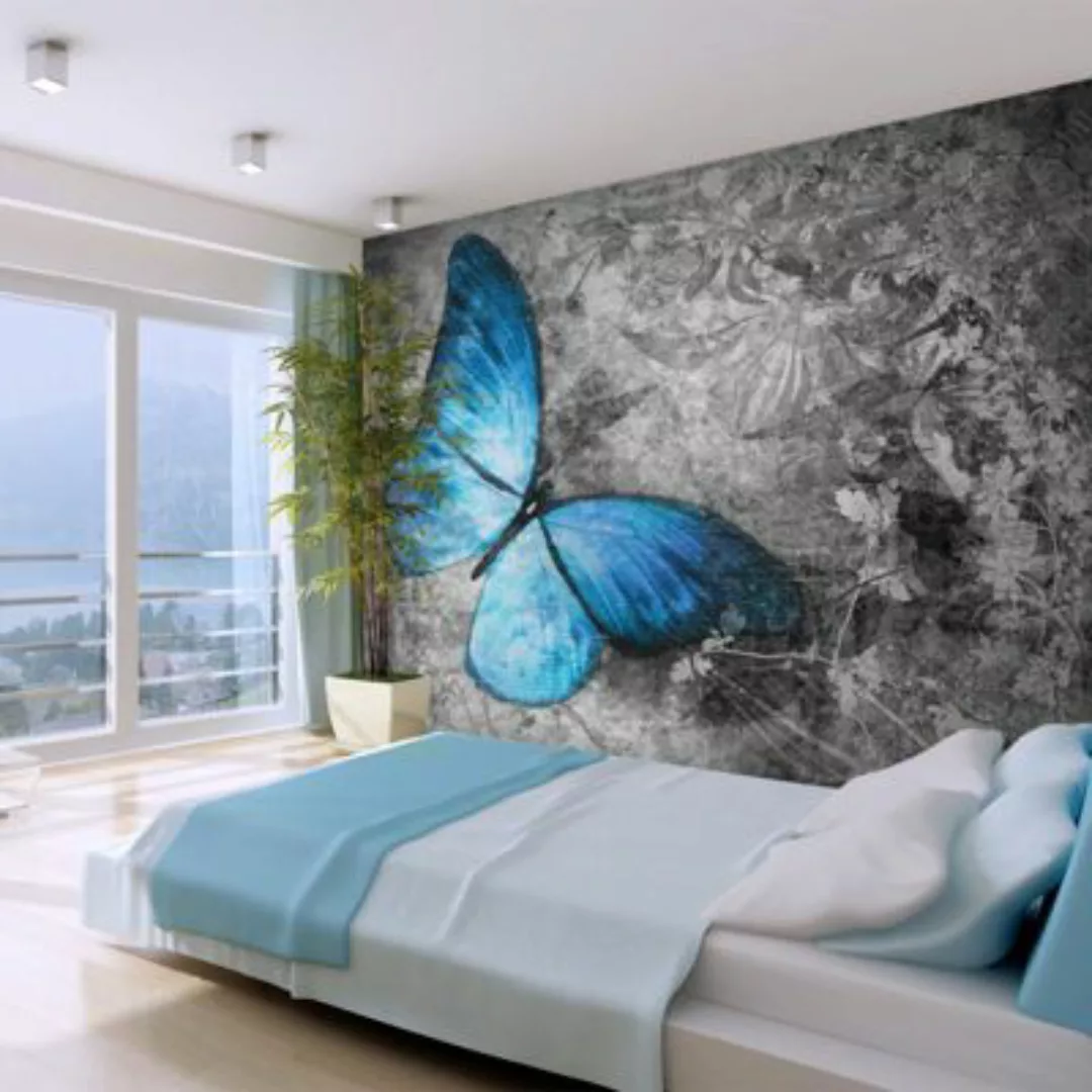 artgeist Fototapete Blue butterfly blau/grau Gr. 250 x 193 günstig online kaufen