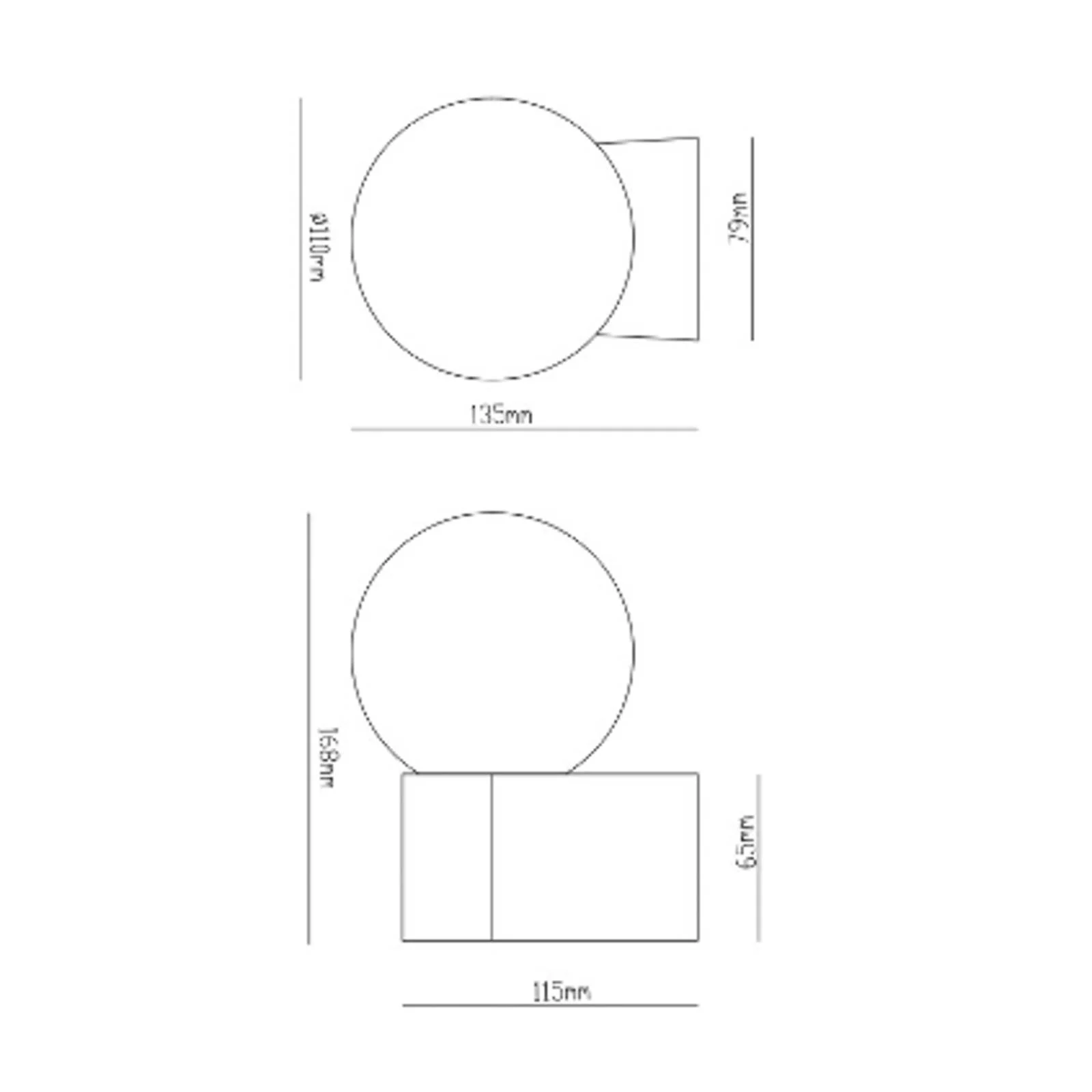 Molto Luce Außenwandlampe Lanu Round, schwarz, Alu/Glas günstig online kaufen