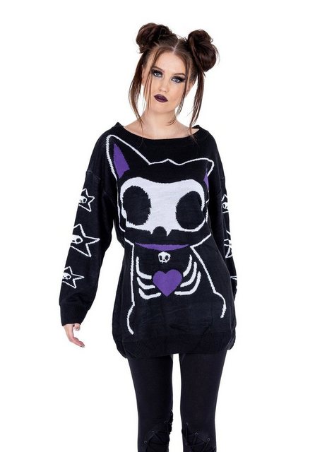 Cupcake Cult Strickpullover Skeleton Cat Anime Neko Kawaii Manga günstig online kaufen