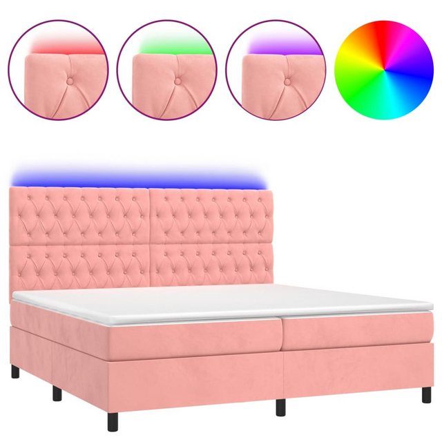 vidaXL Boxspringbett Boxspringbett mit Matratze & LED Samt (200 x 200 cm, R günstig online kaufen