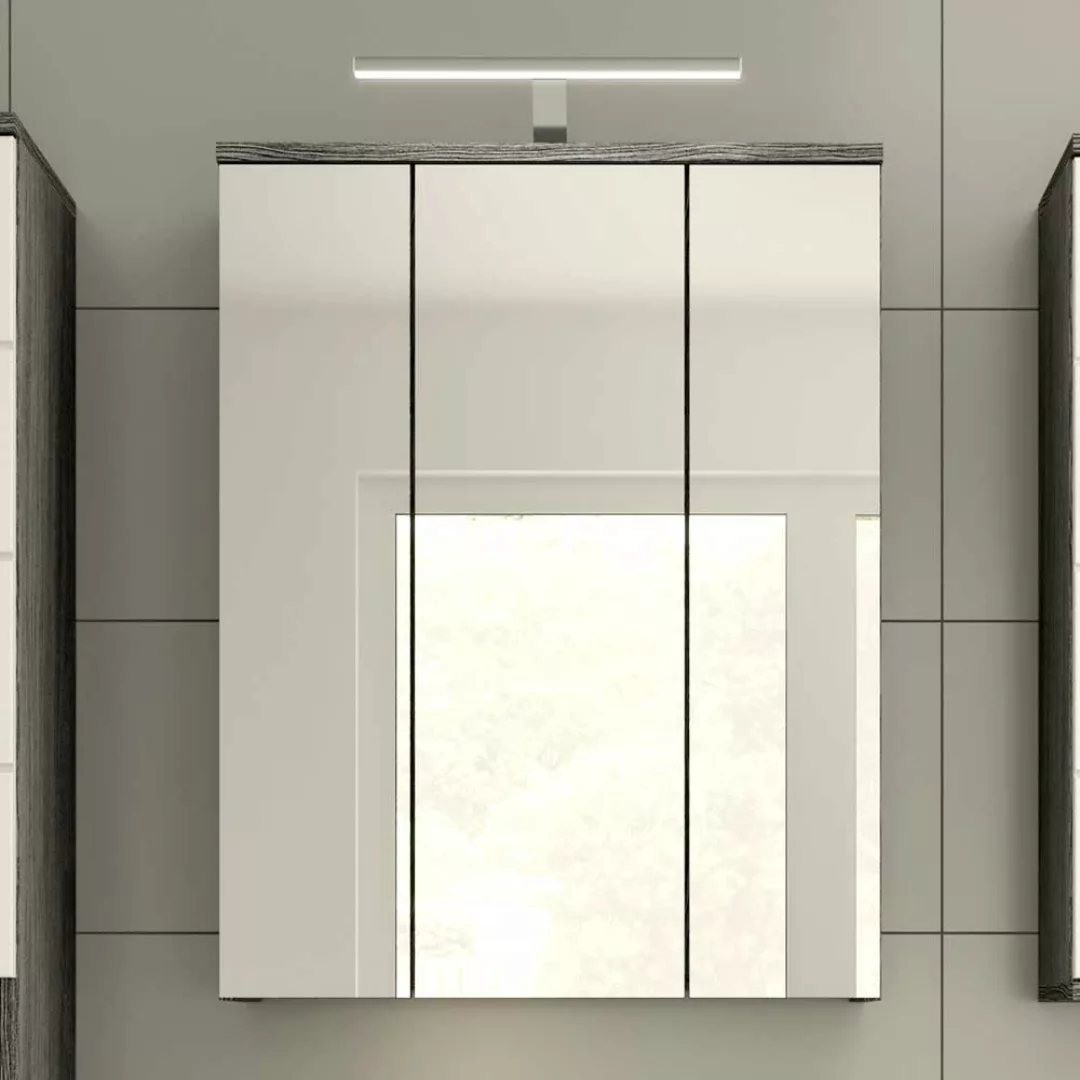 Badschrank Spiegel Korpus Rauchsilber Variante mit LED Beleuchtung günstig online kaufen