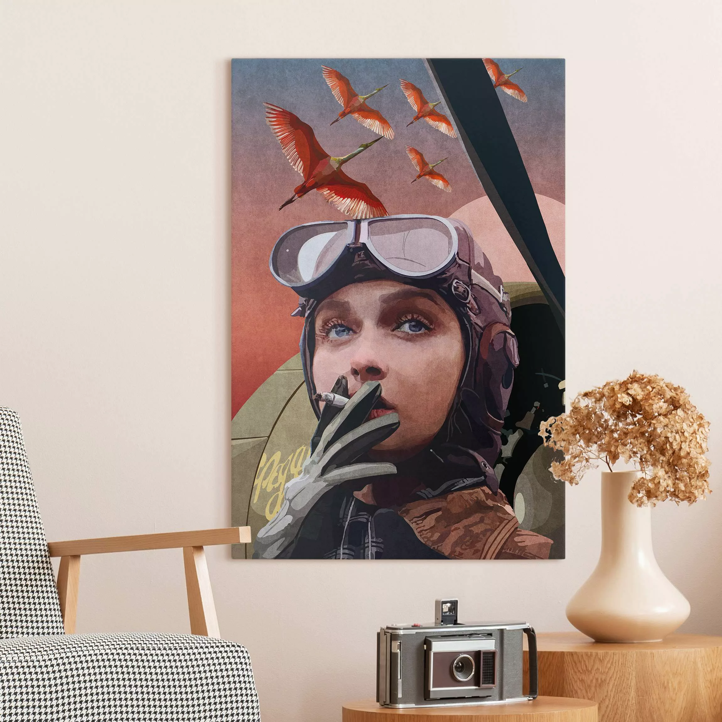 Leinwandbild Emel Tunaboylu - Vintage Pilotin günstig online kaufen